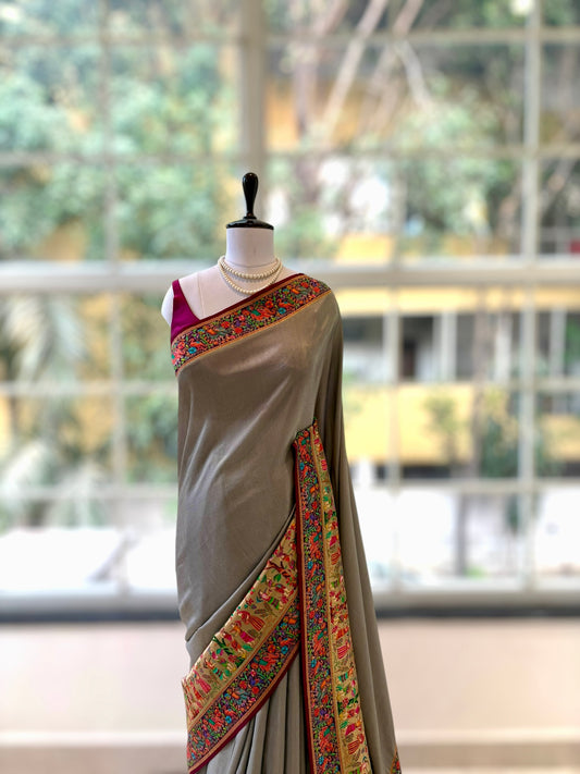 Premium soft silk saree - Grey