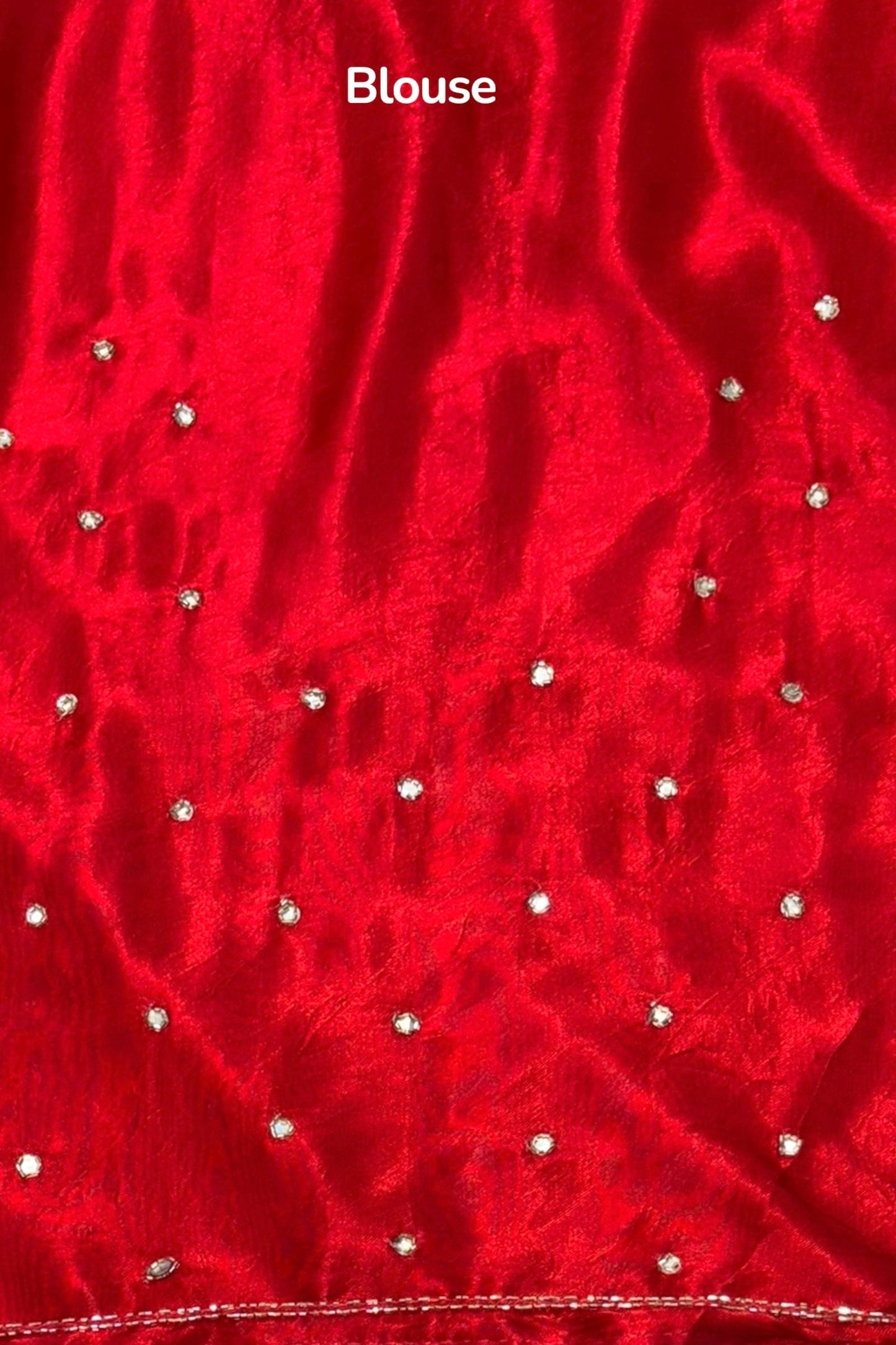 Modal satin mirror work saree - Red