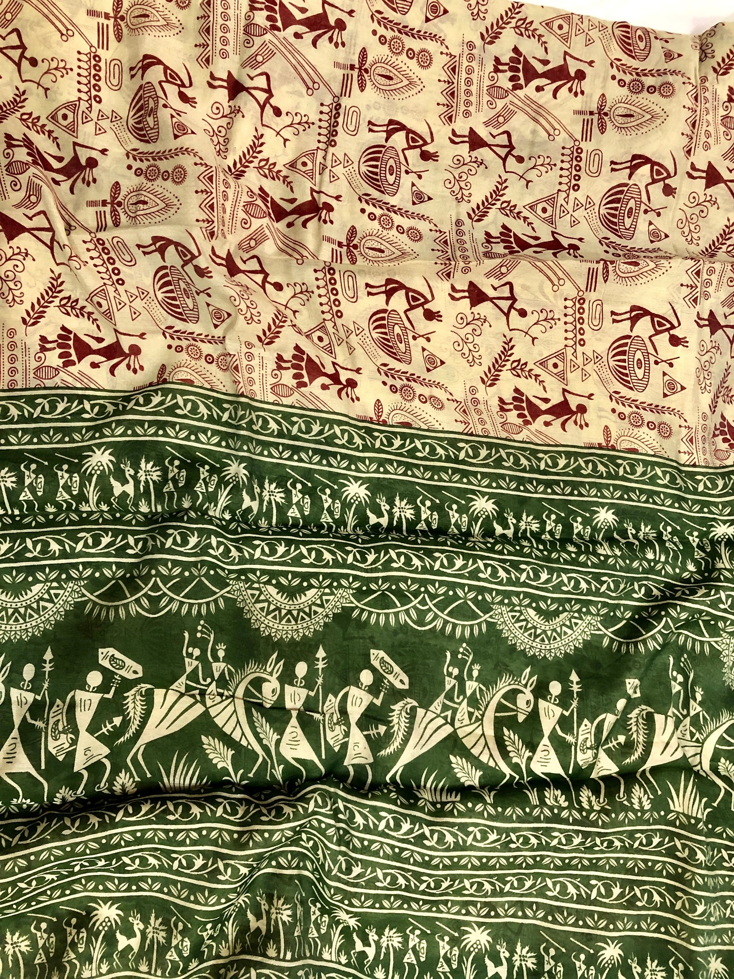 Embroidered Cotton Saree - Green