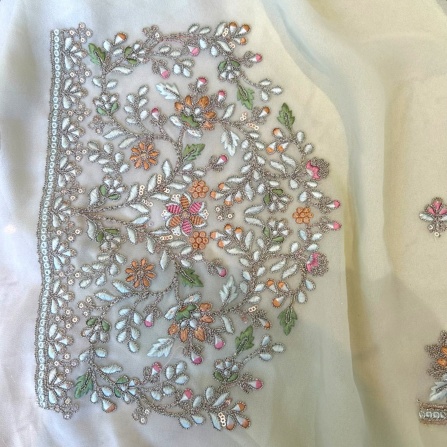 Pure georgette sequins saree - Mint green