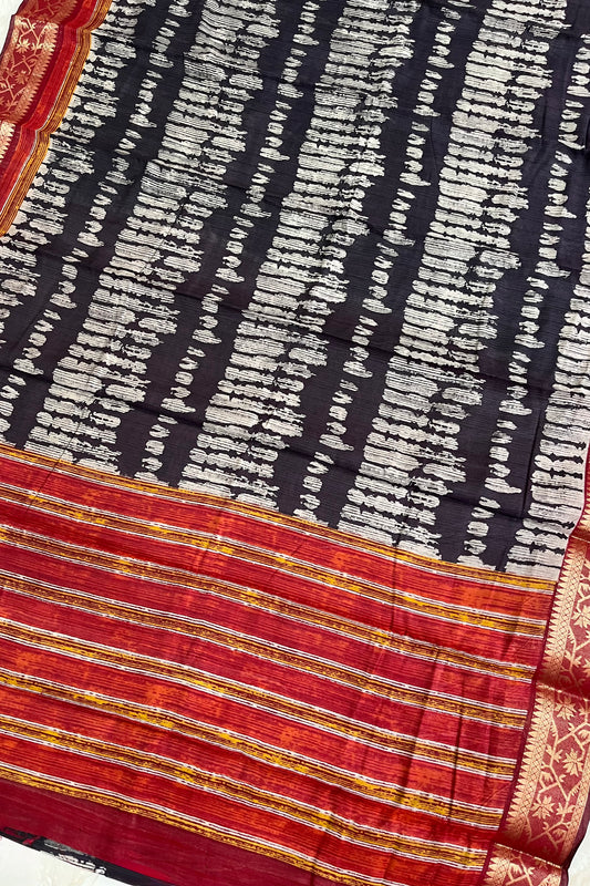 Soft block print sarees - Abstract black