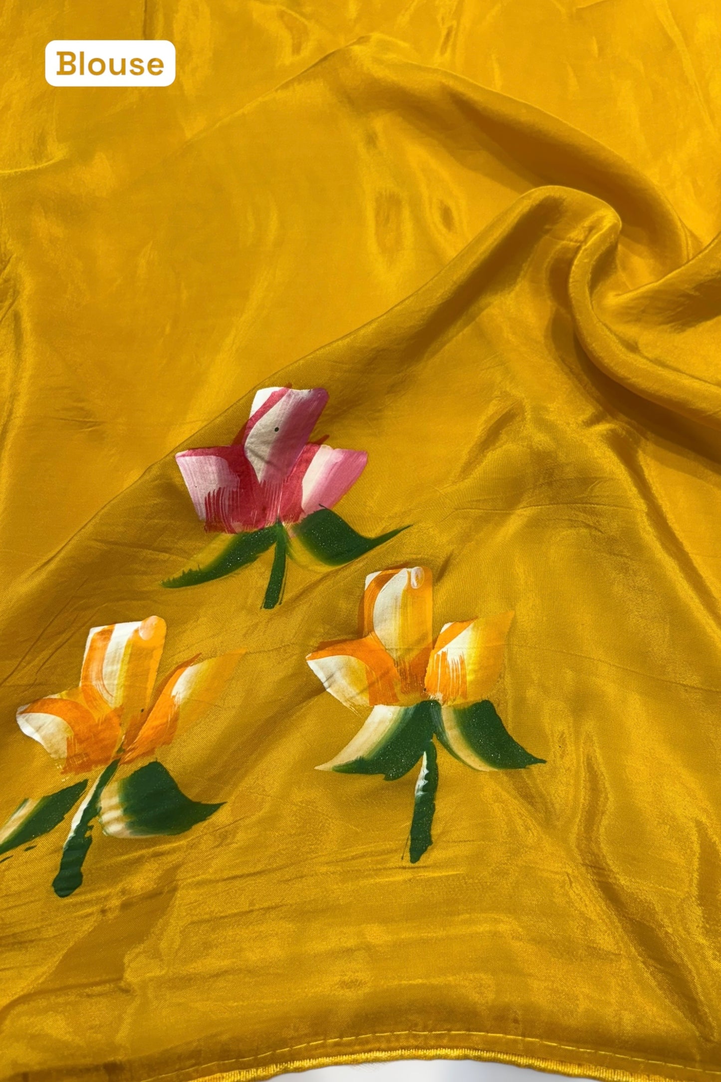 Floral sequins organza saree - Musturd