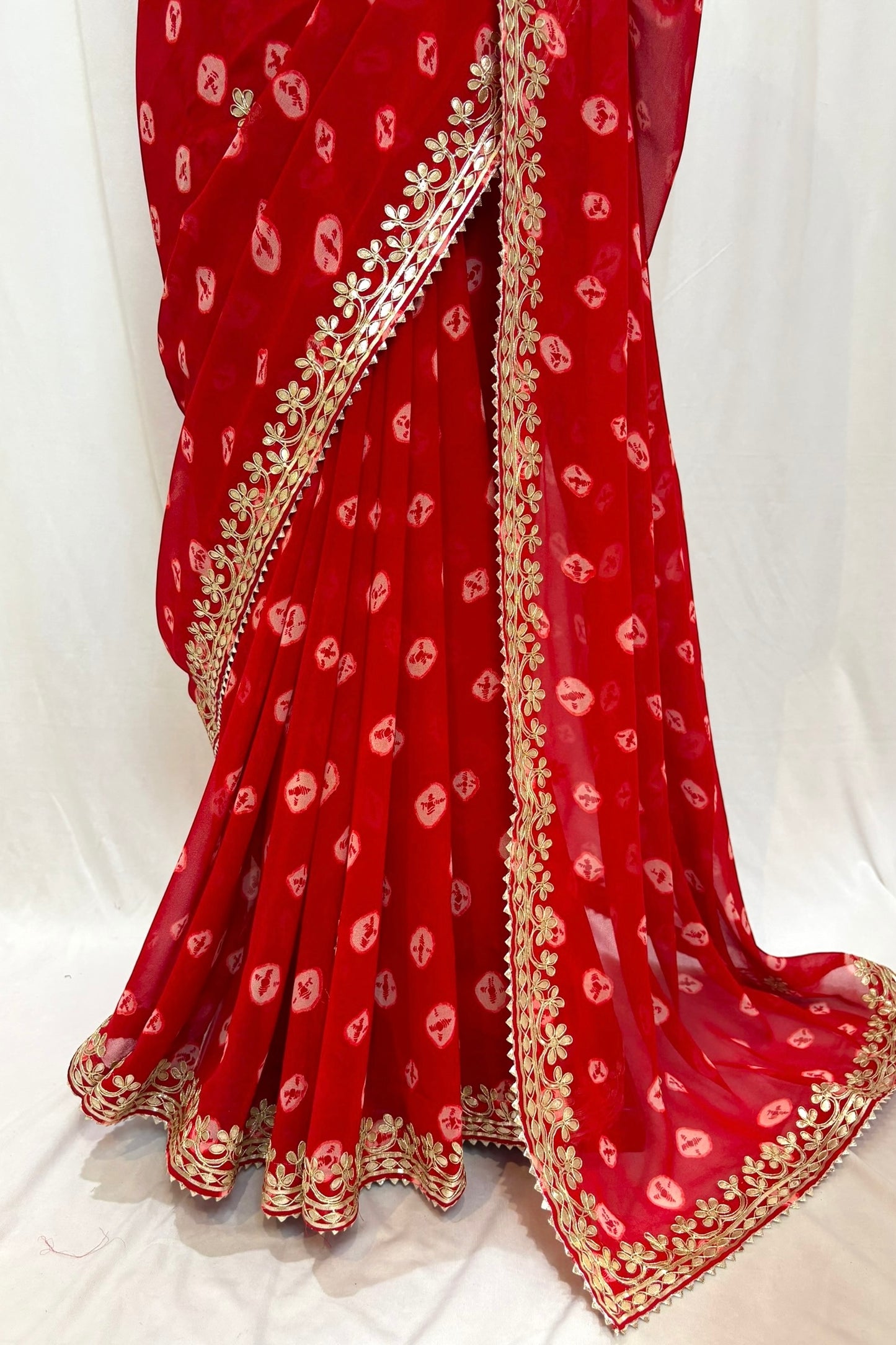 Bandhej georgette saree - Red