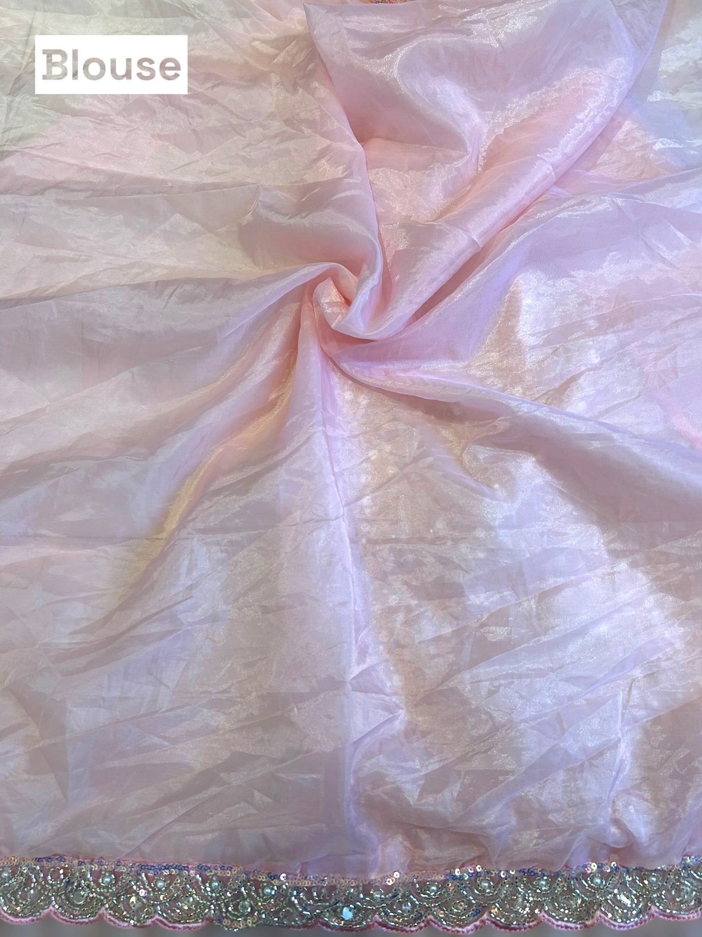 Baby pink imported soft organza saree
