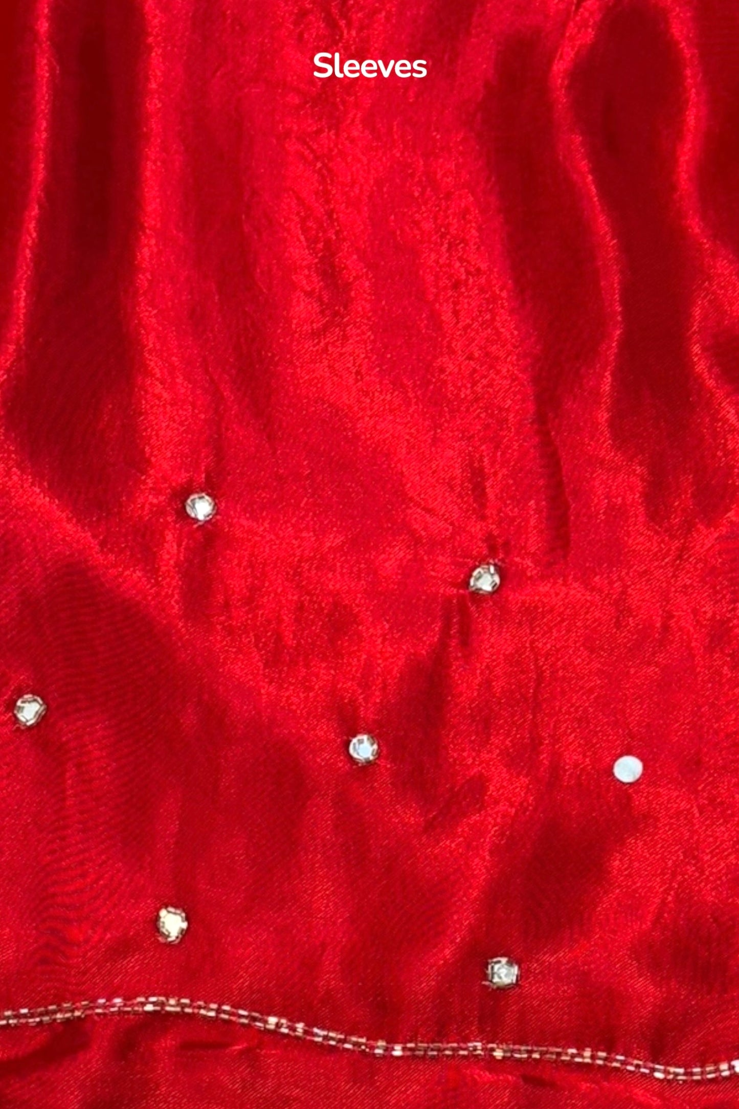 Modal satin mirror work saree - Red