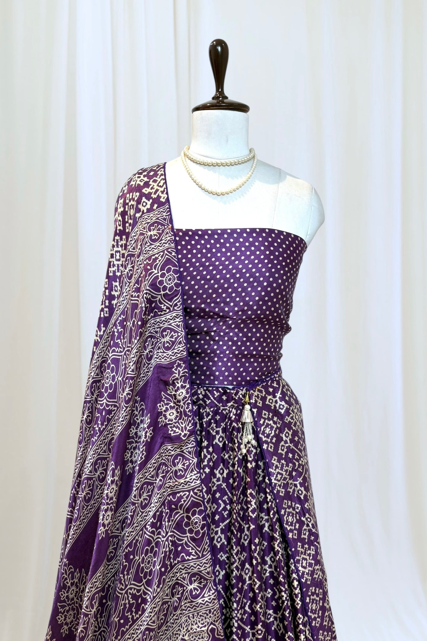 Ajrakh modal silk lehenga - Violet