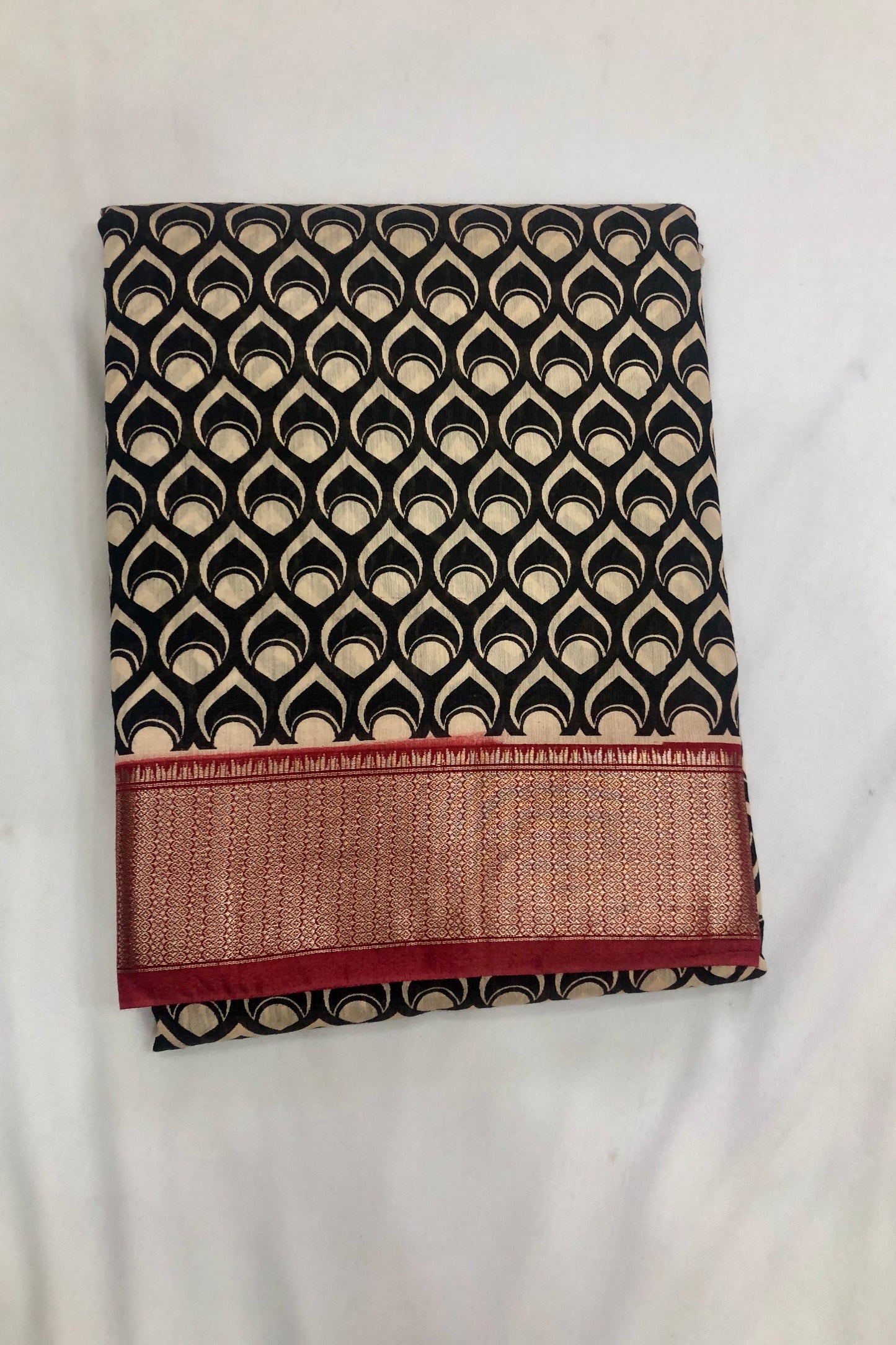 Pure soft Chanderi Cotton saree - Black