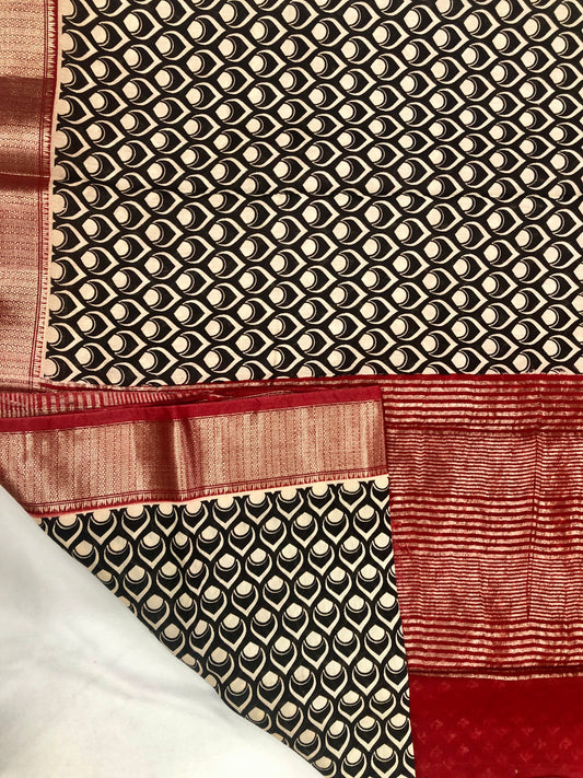 Pure soft Chanderi Cotton saree - Black