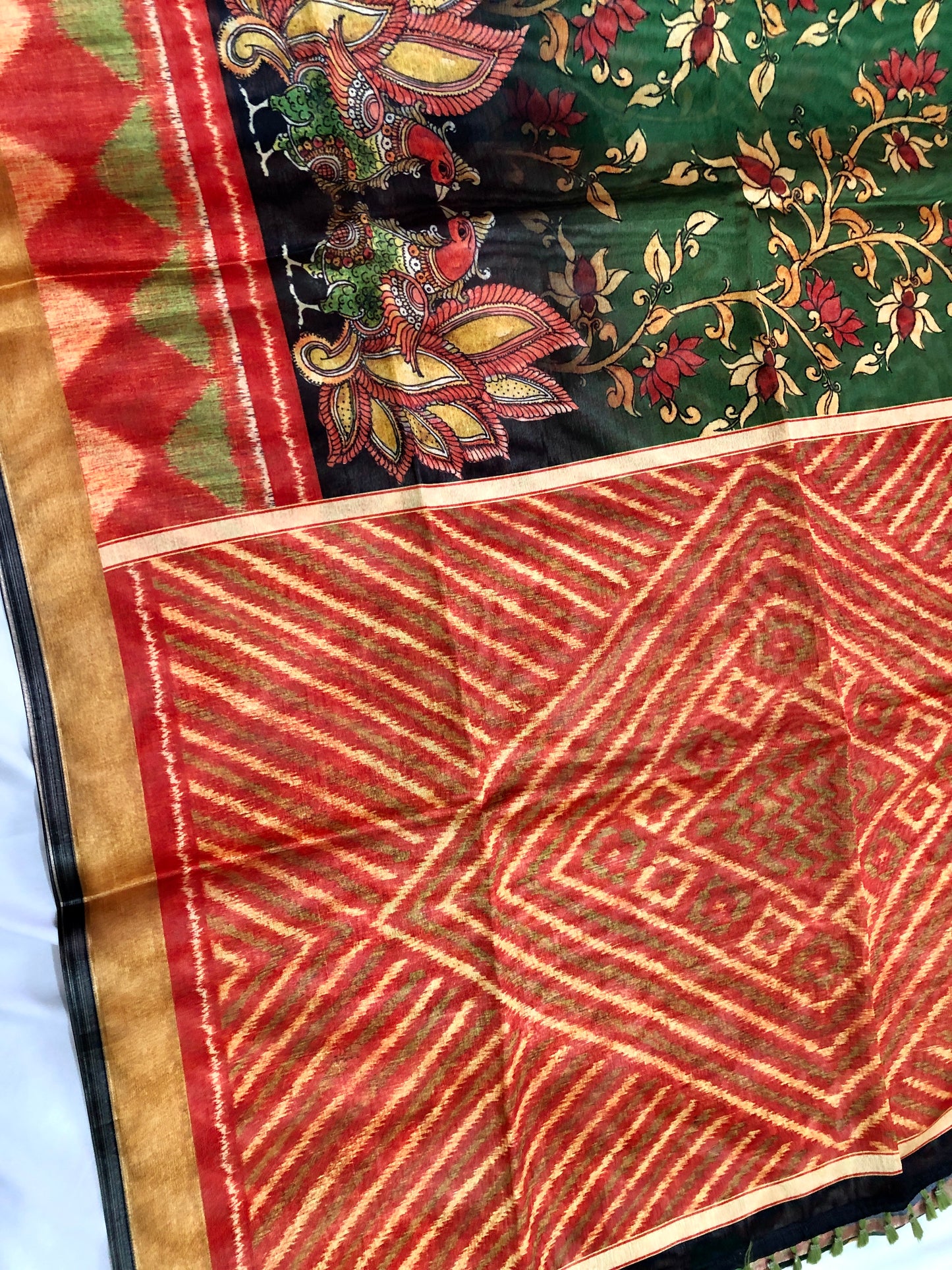 Viscose Cotton Saree - Green
