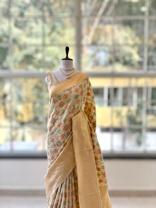 Cotton silk zari saree