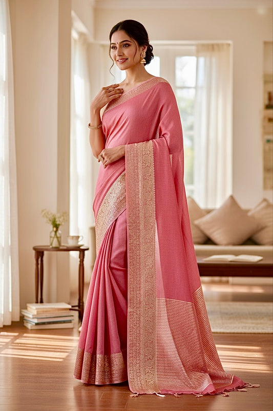 Dola silk saree - Peach