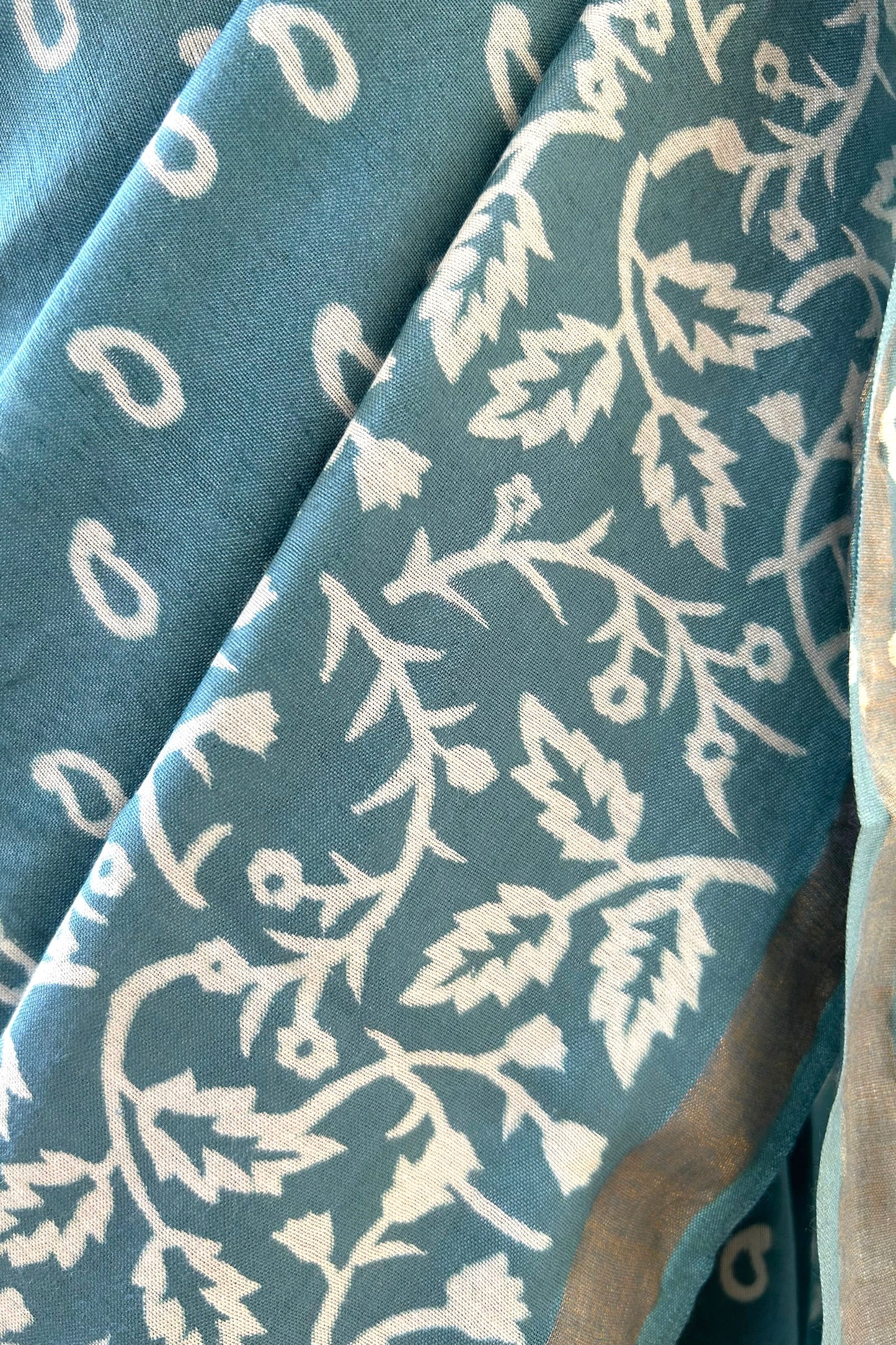 Muslin cotton saree - Powder Blue