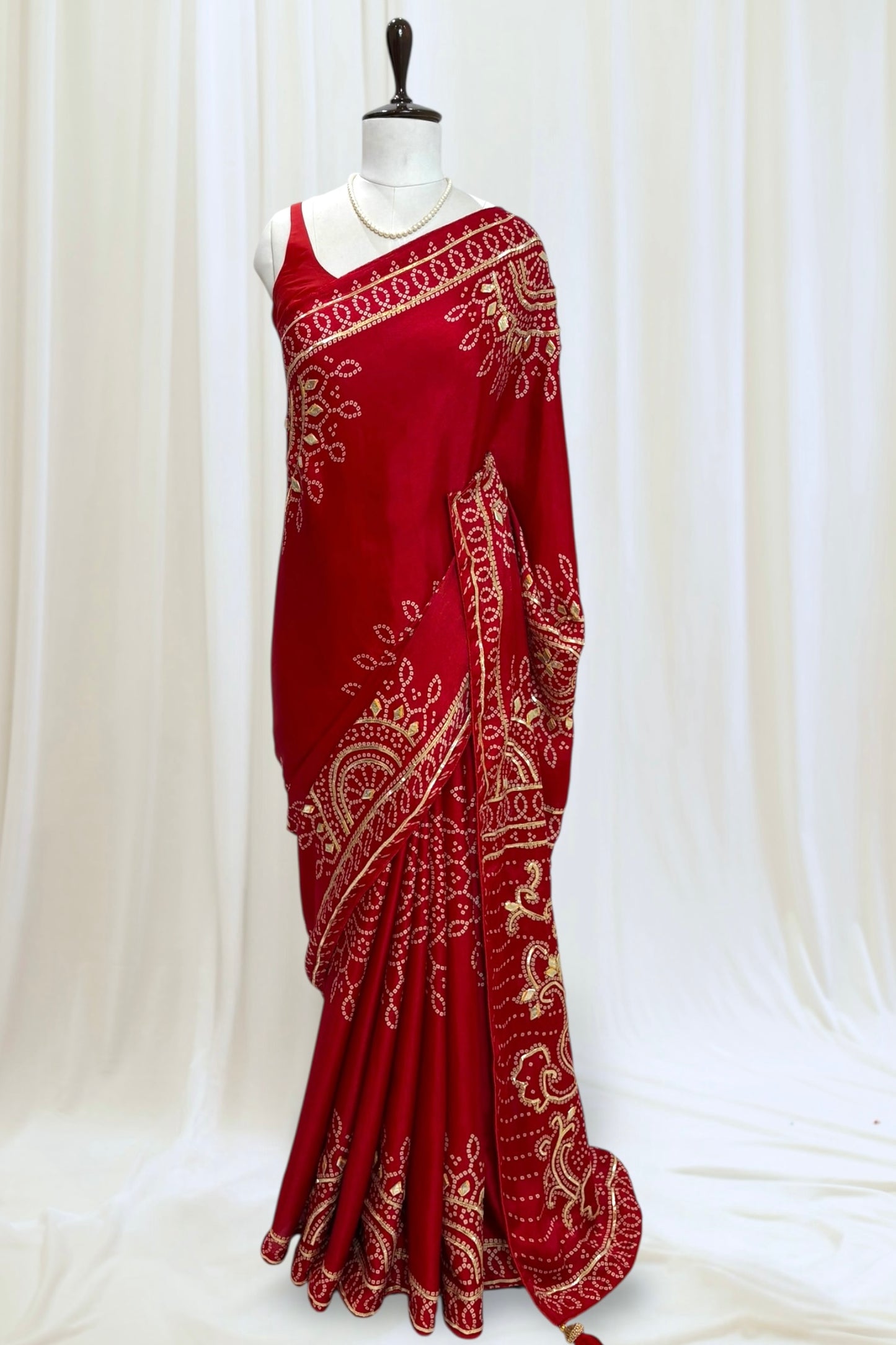 Red gotta work modal silk saree
