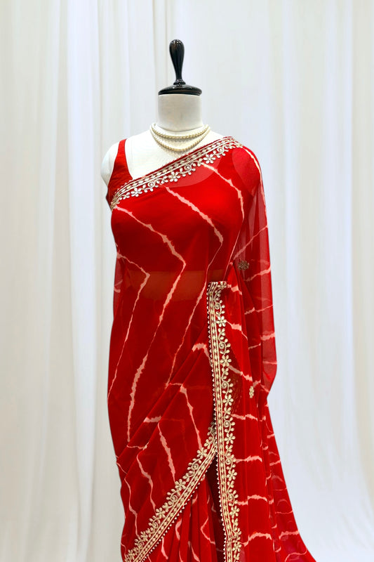 Georgette leheriya saree- Red