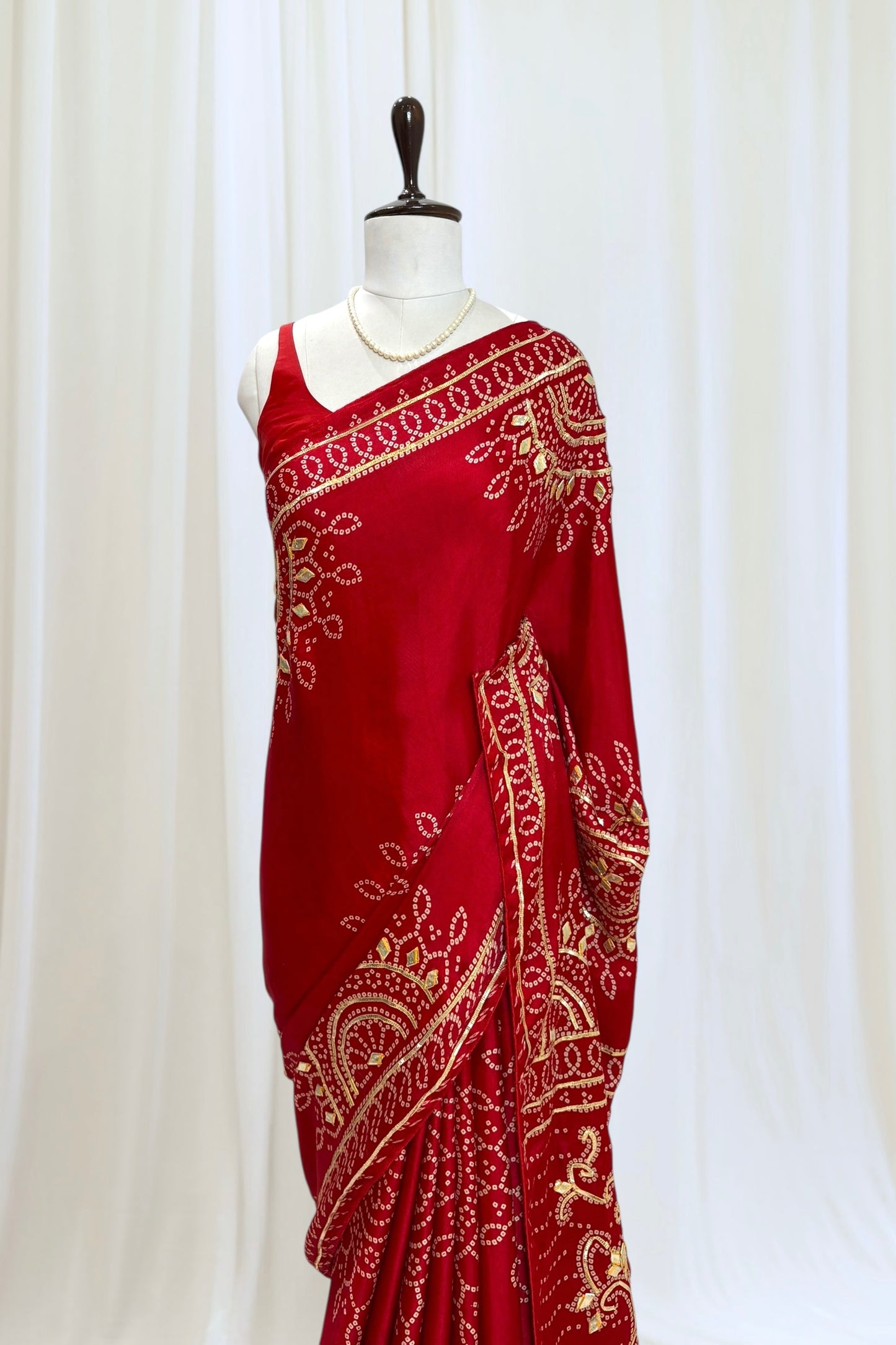 Red gotta work modal silk saree