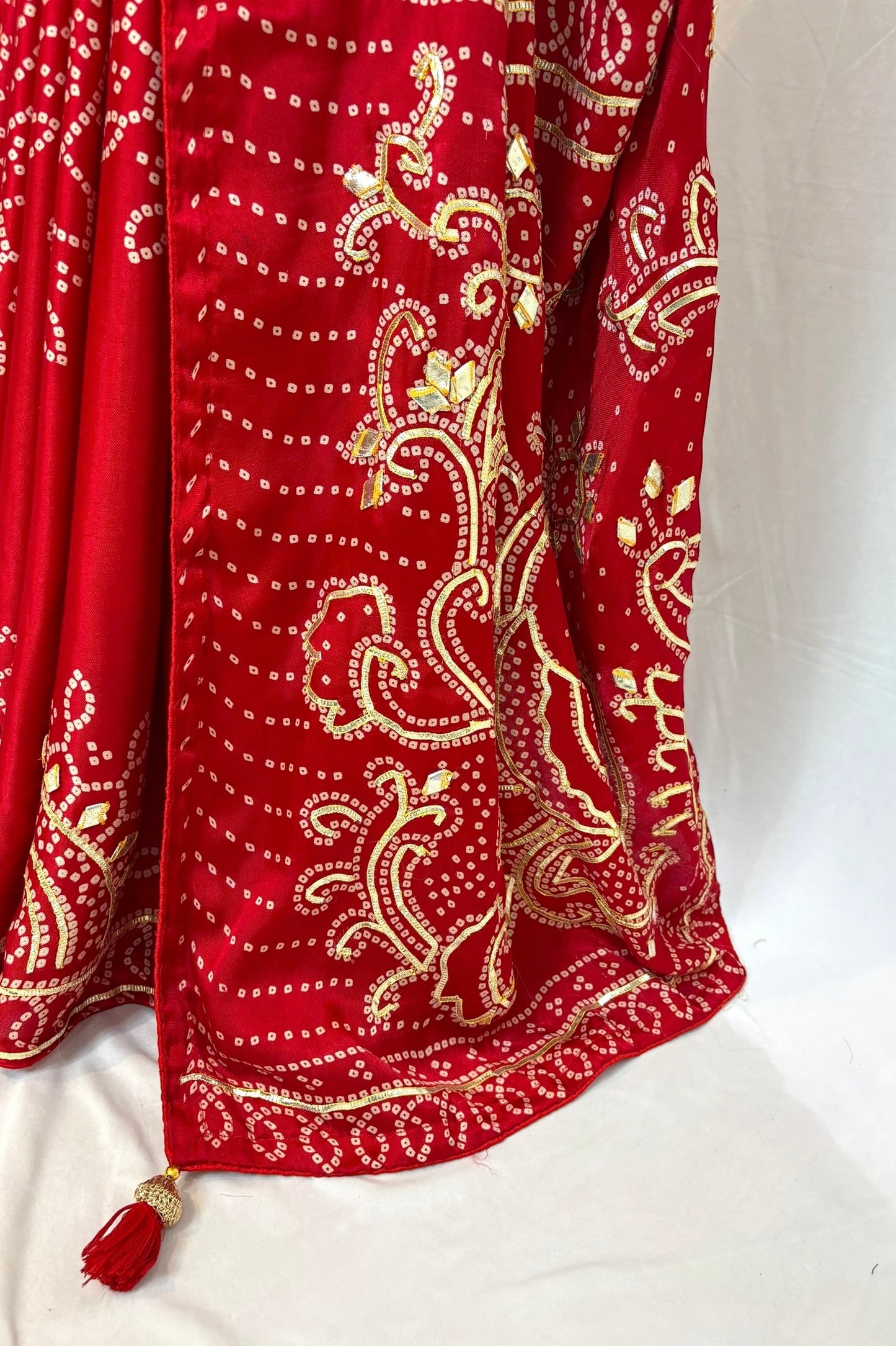 Red gotta work modal silk saree