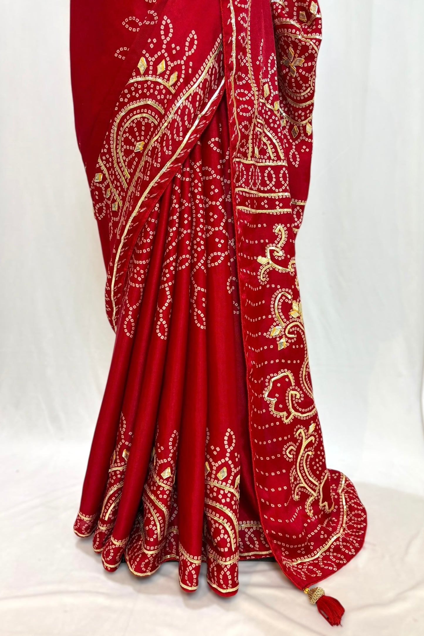 Red gotta work modal silk saree