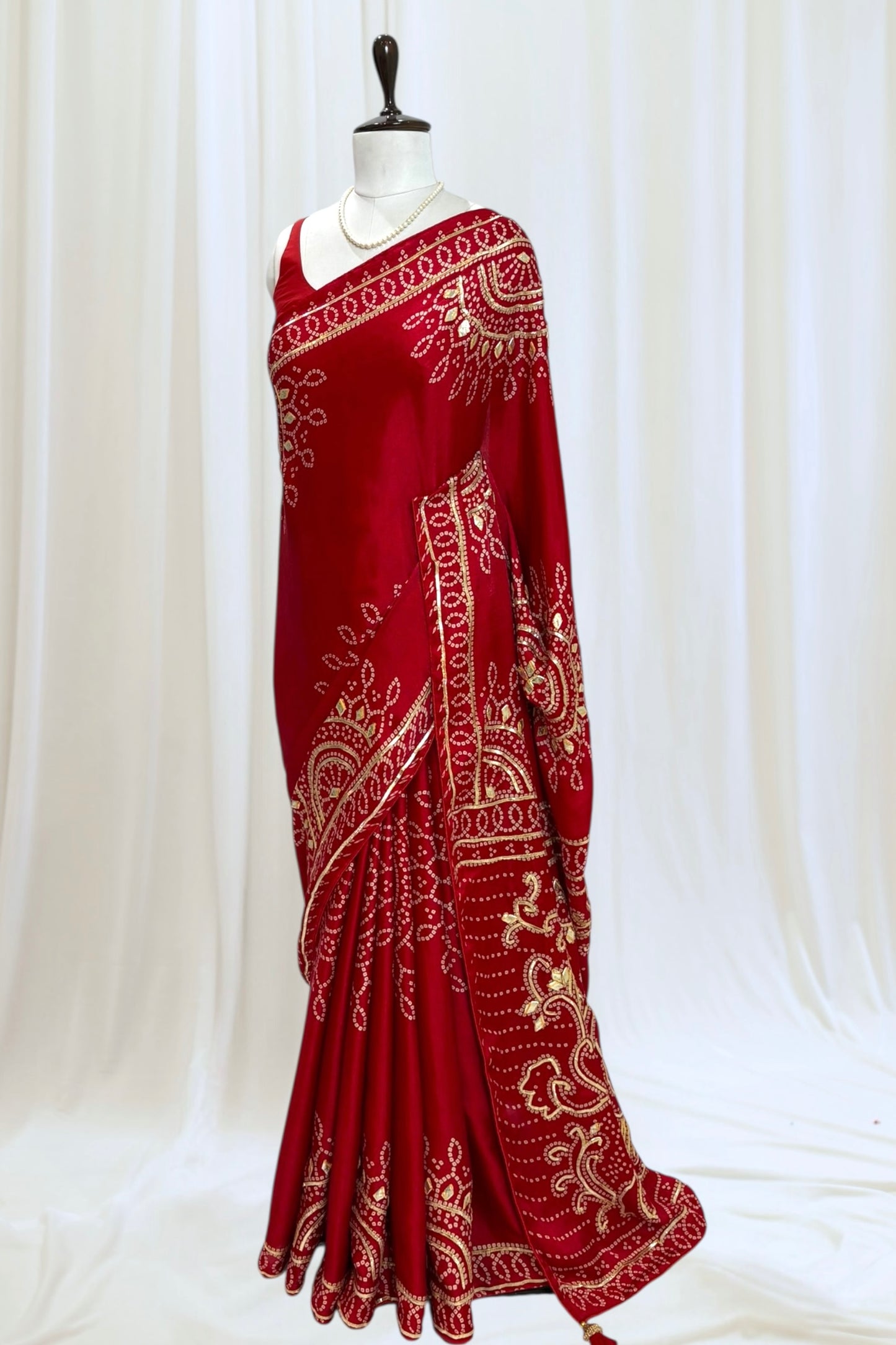 Red gotta work modal silk saree