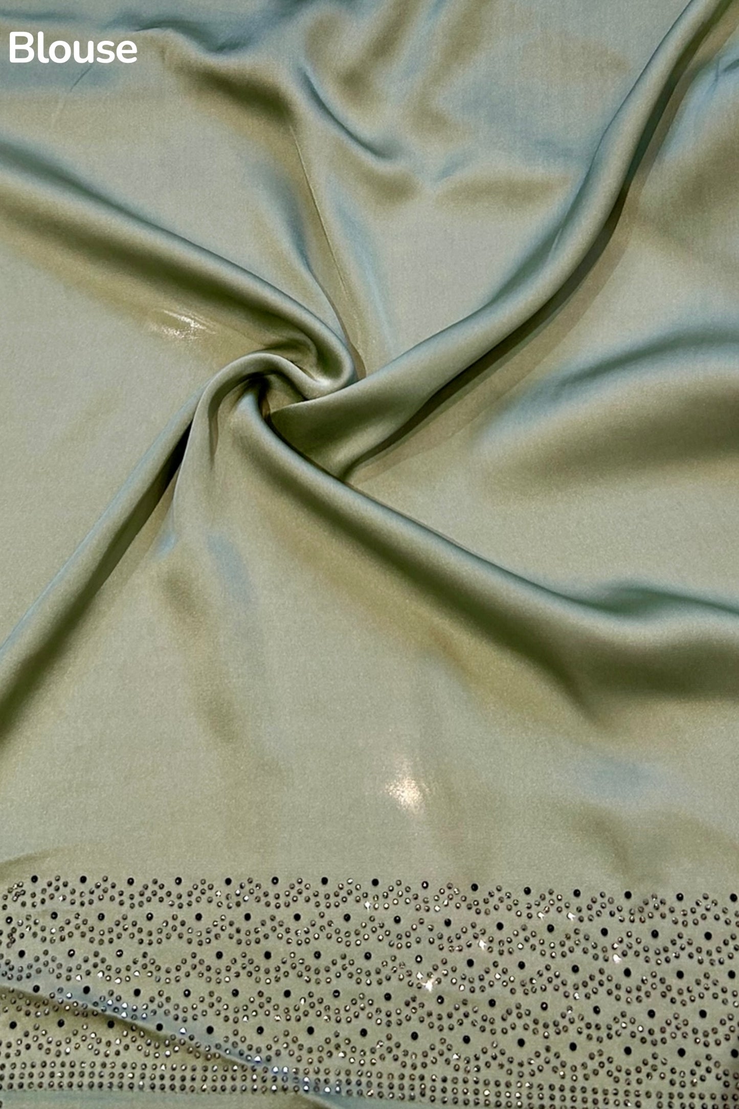 Soft satin sequins saree - Green