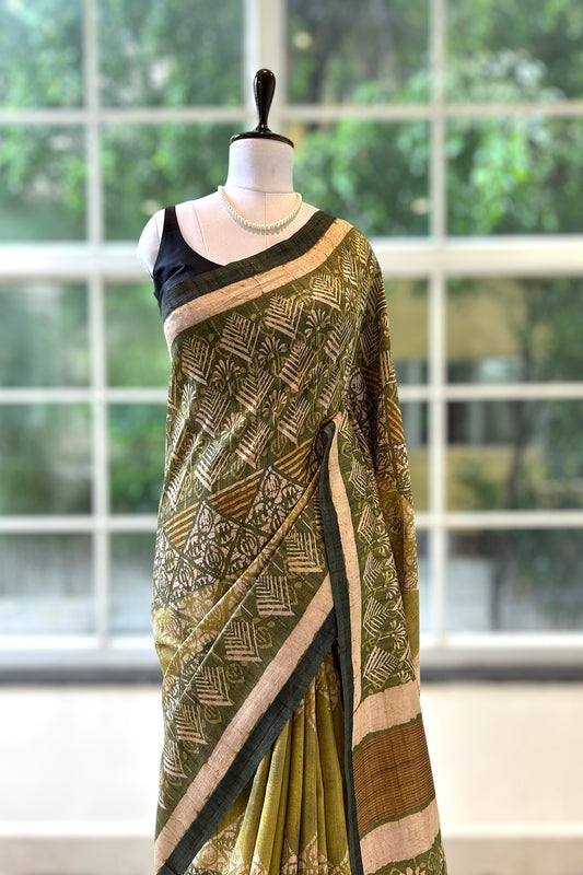 Tussar silk saree - Green