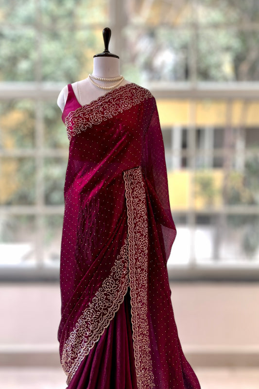 Fendy swarovski embellished saree