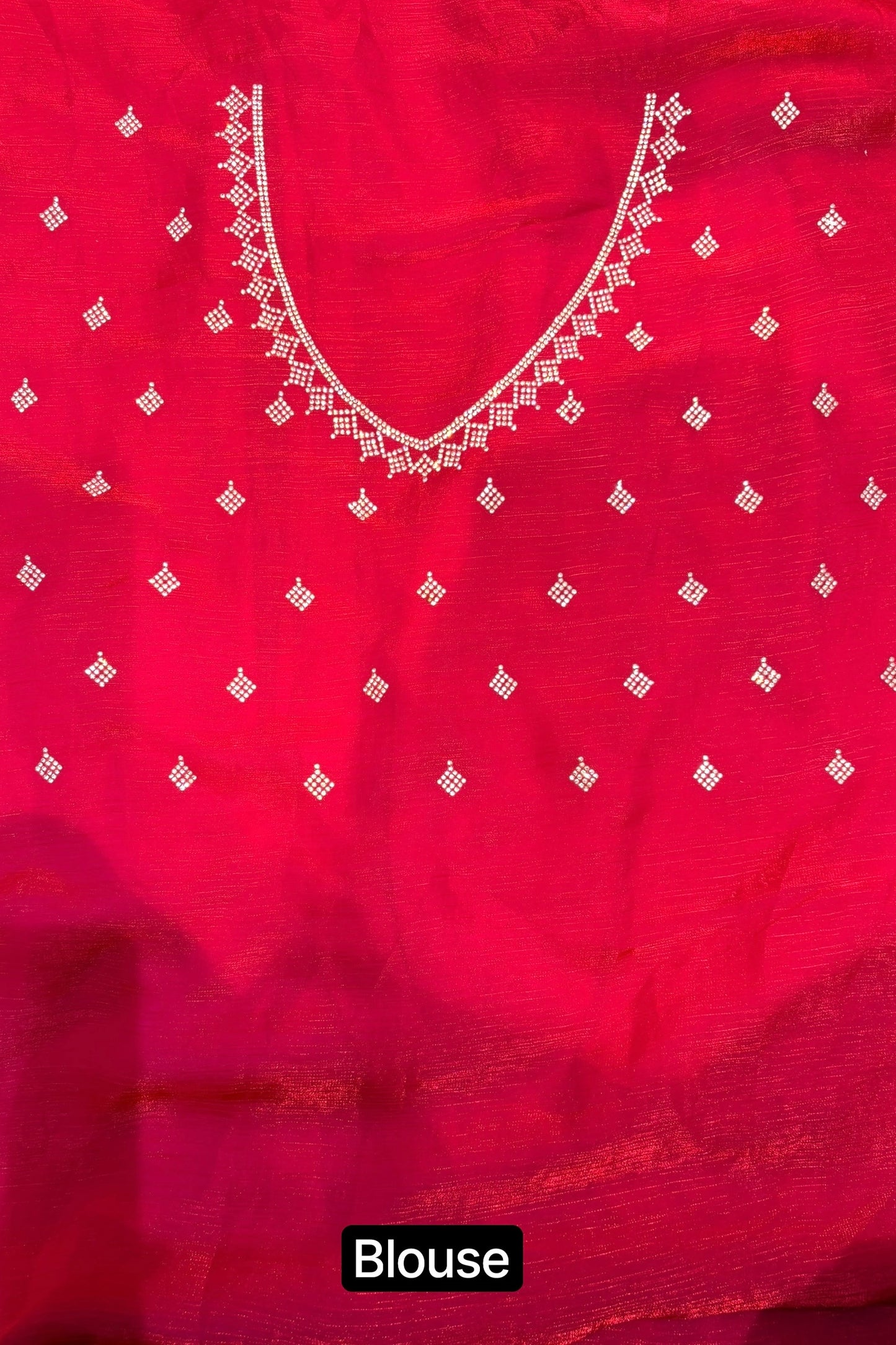 Shimmer chiffon swarovski saree - Crimson