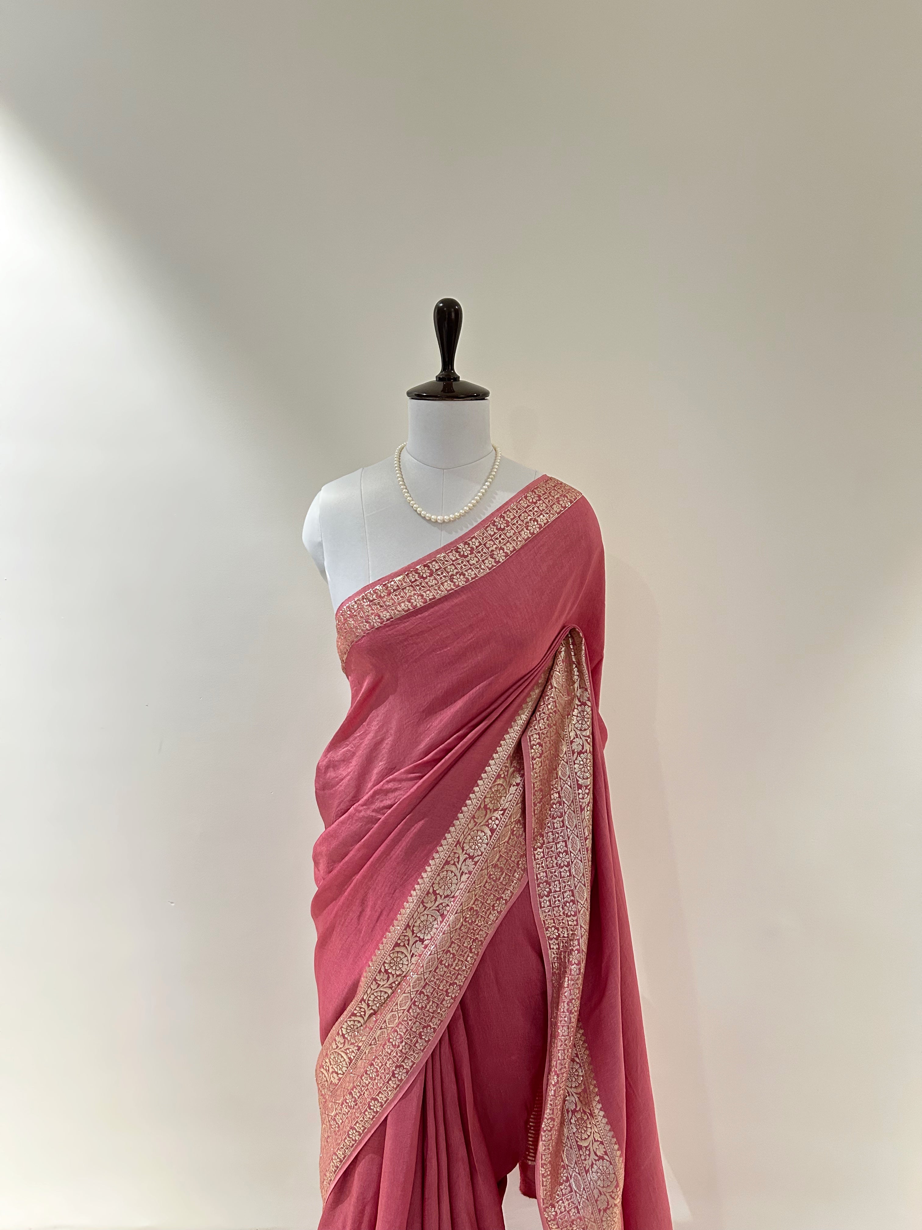Peach & Pink Fancy Fabric Embroidered Designer Saree