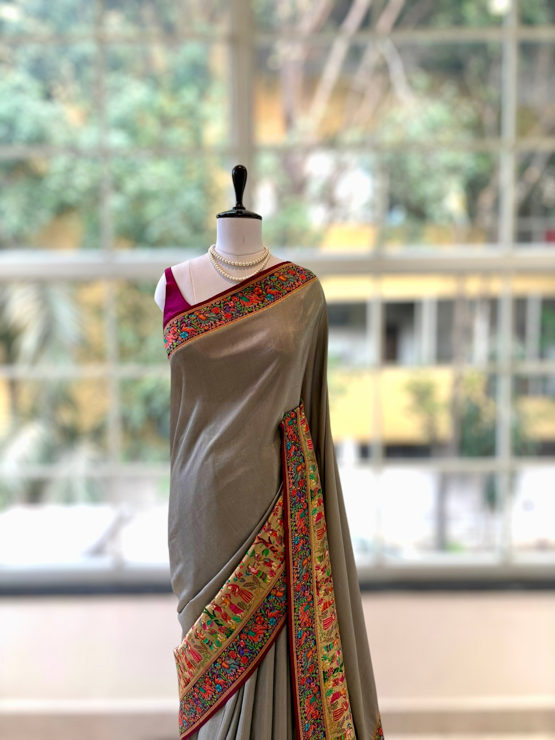 Premium soft silk saree - Grey