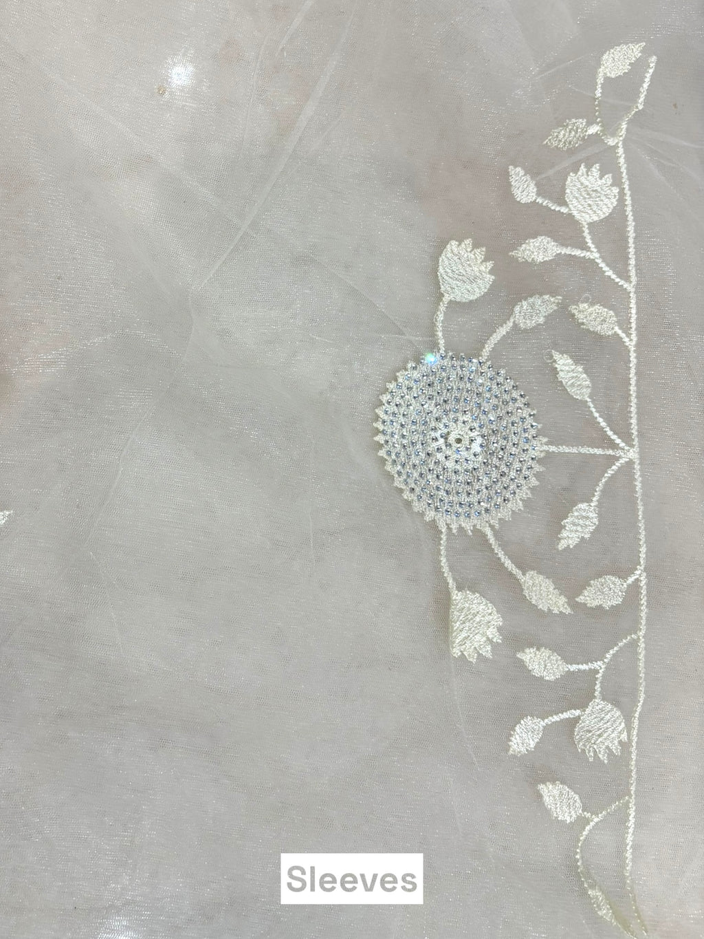 Off white floral net saree