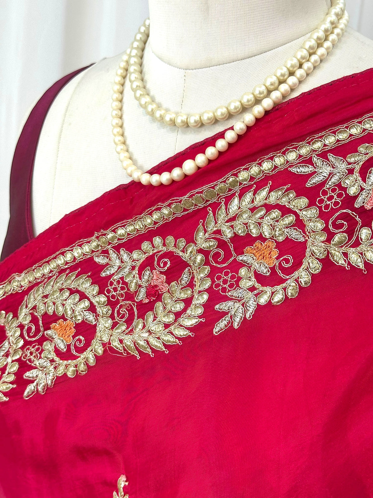 Rani pink gotta embroidered saree