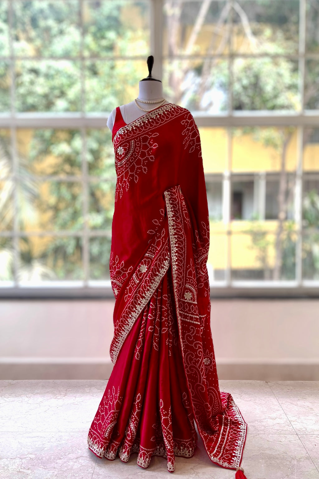 Modal silk traditional saree - Red