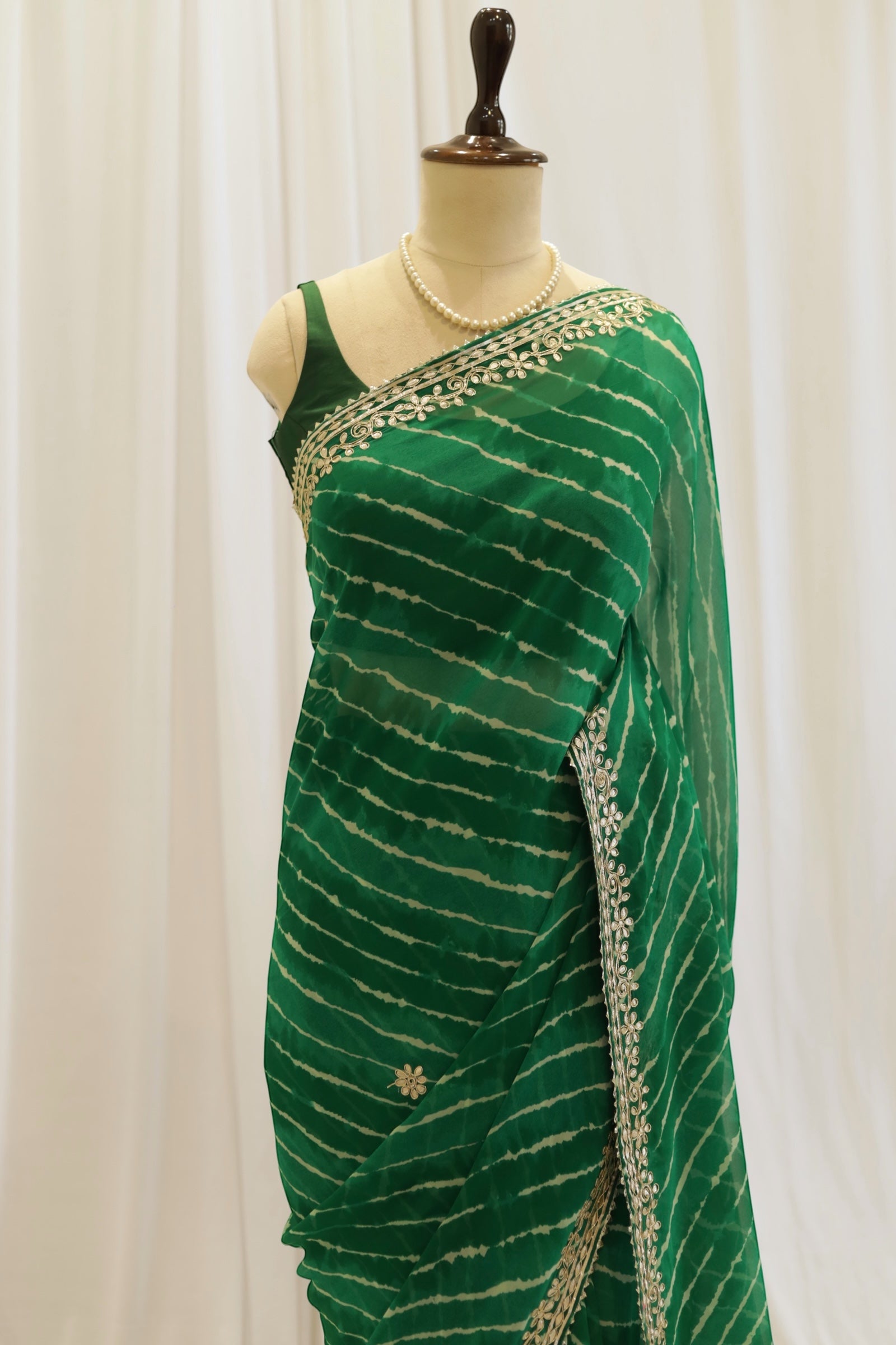 Georgette leheriya saree - Green