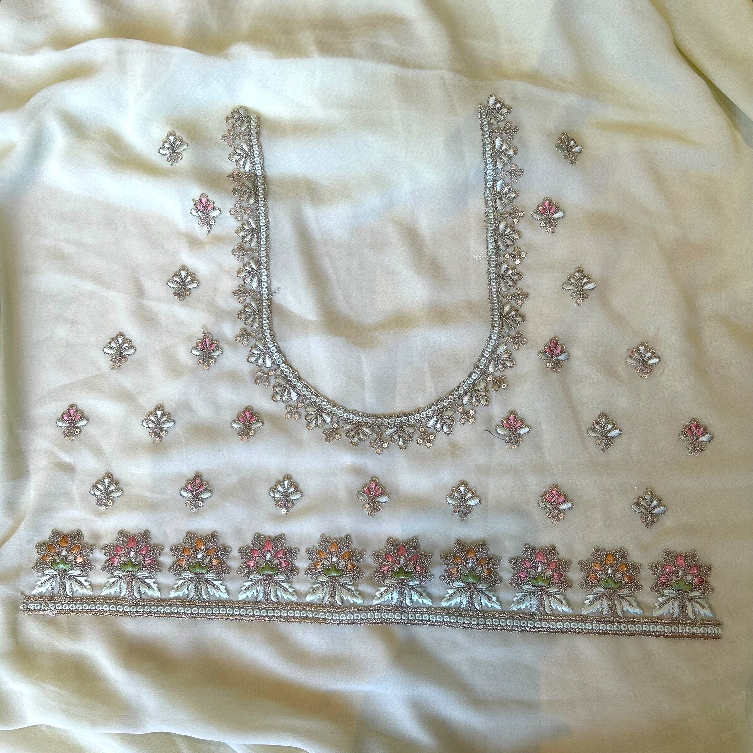 Pure georgette sequins saree - Mint green