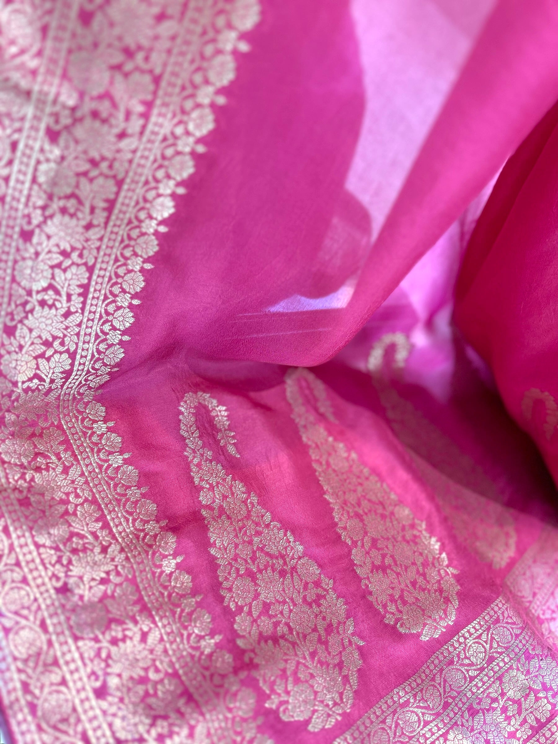 Pink pure dola silk saree