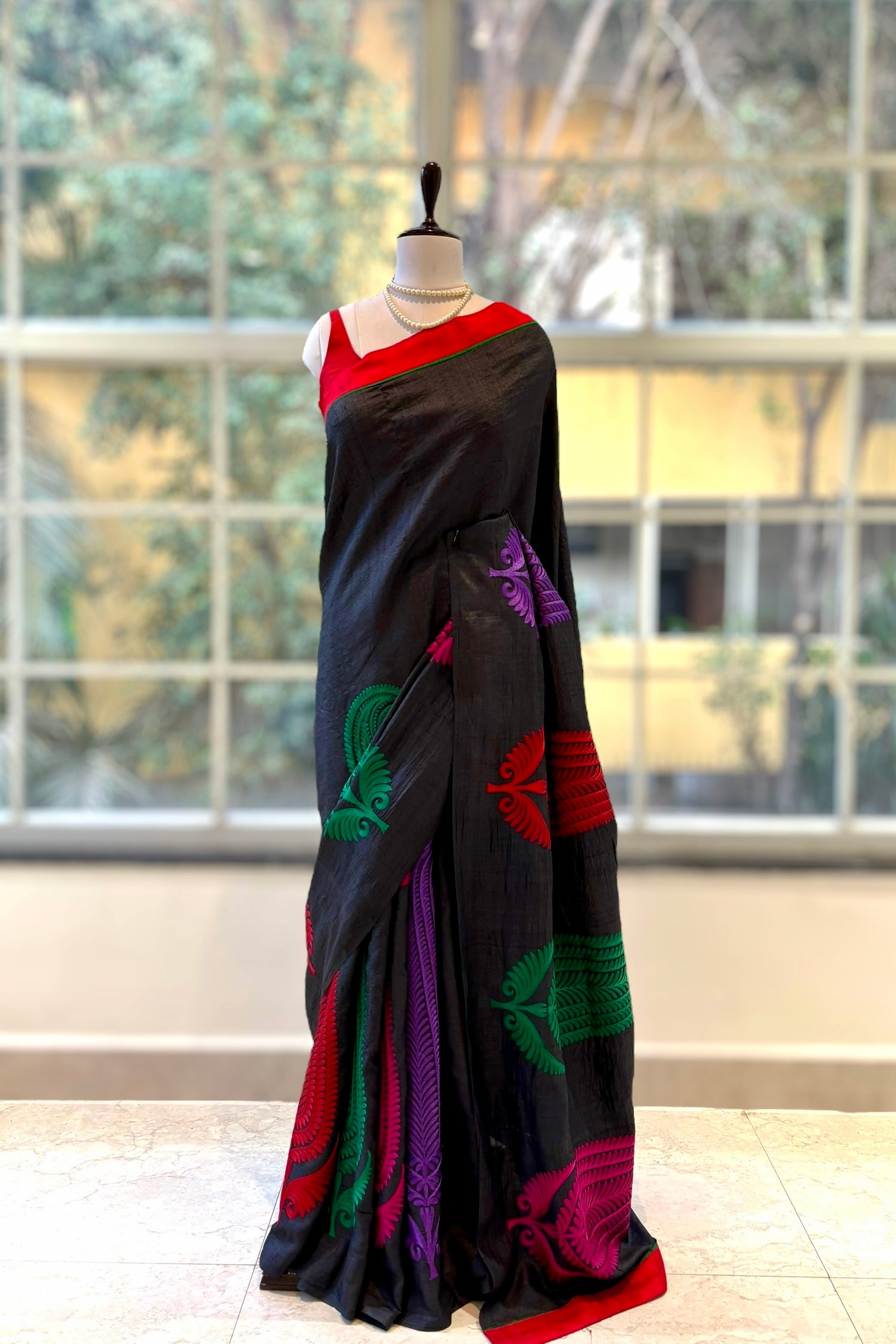 Tussar silk designer saree