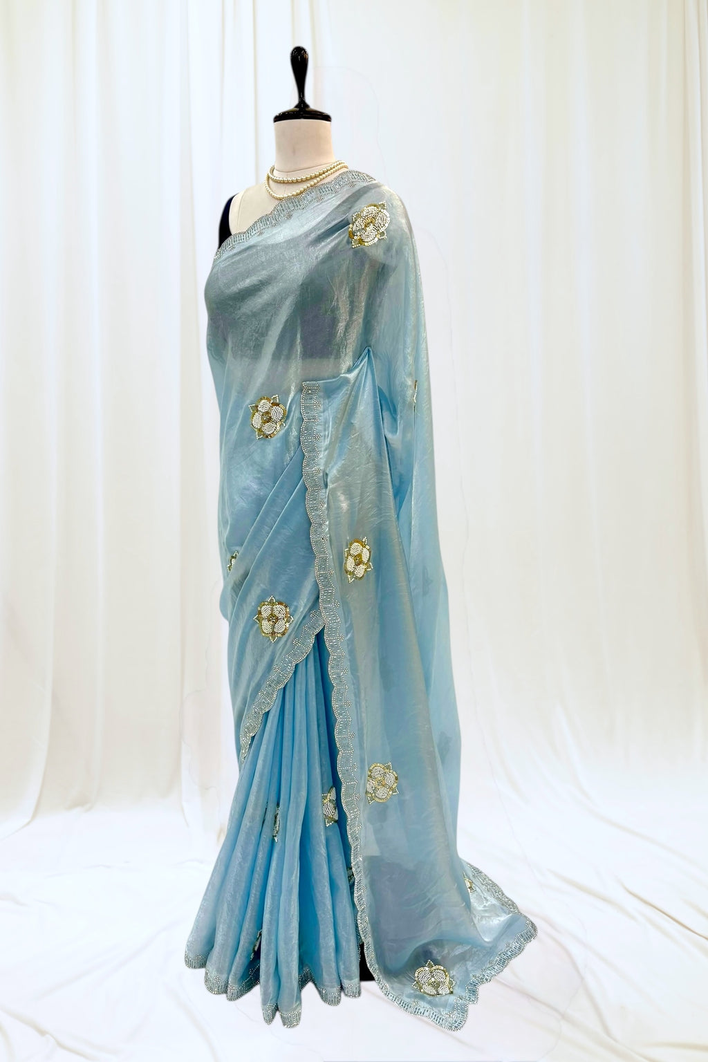 Fendy embellished saree - Powder blue