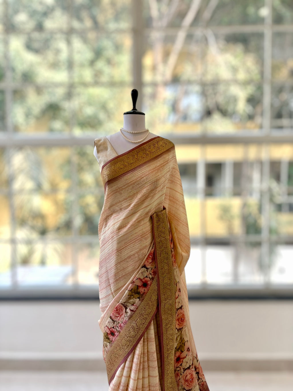 Diamond chiffon saree - Pink