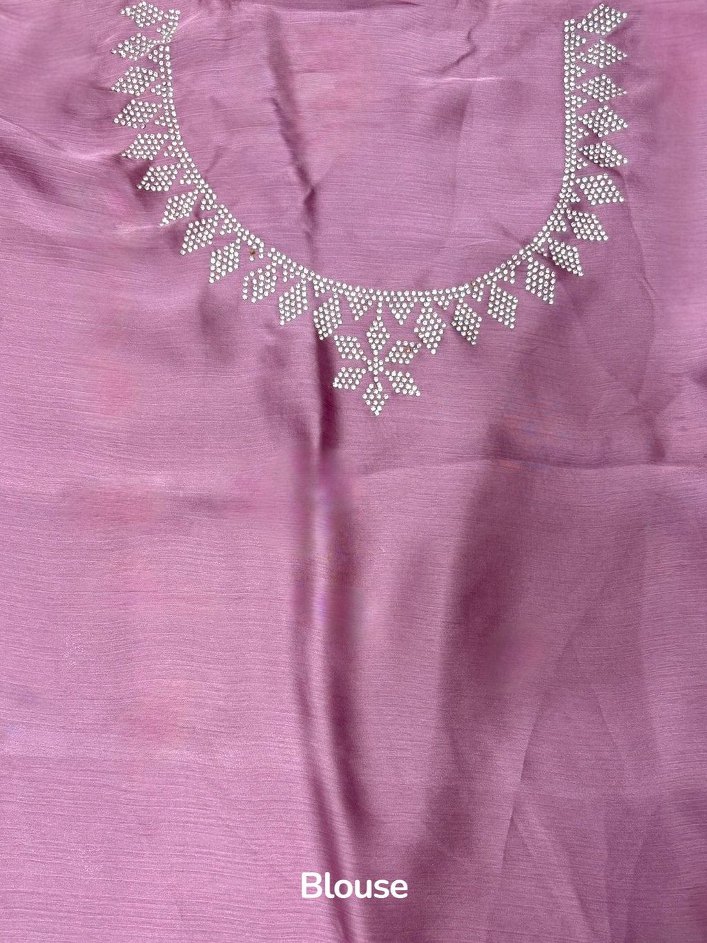 Pink swarovski embellished chiffon saree