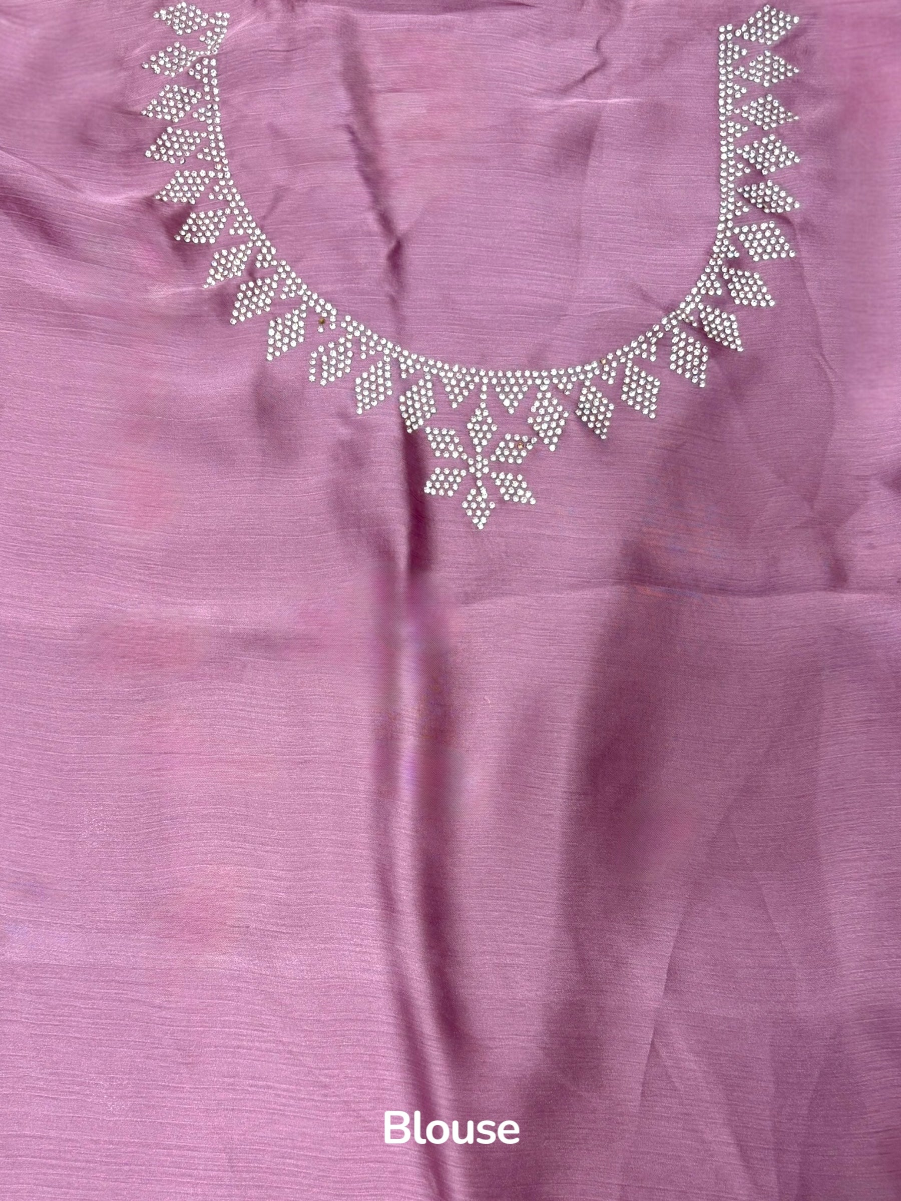 Pink swarovski embellished chiffon saree