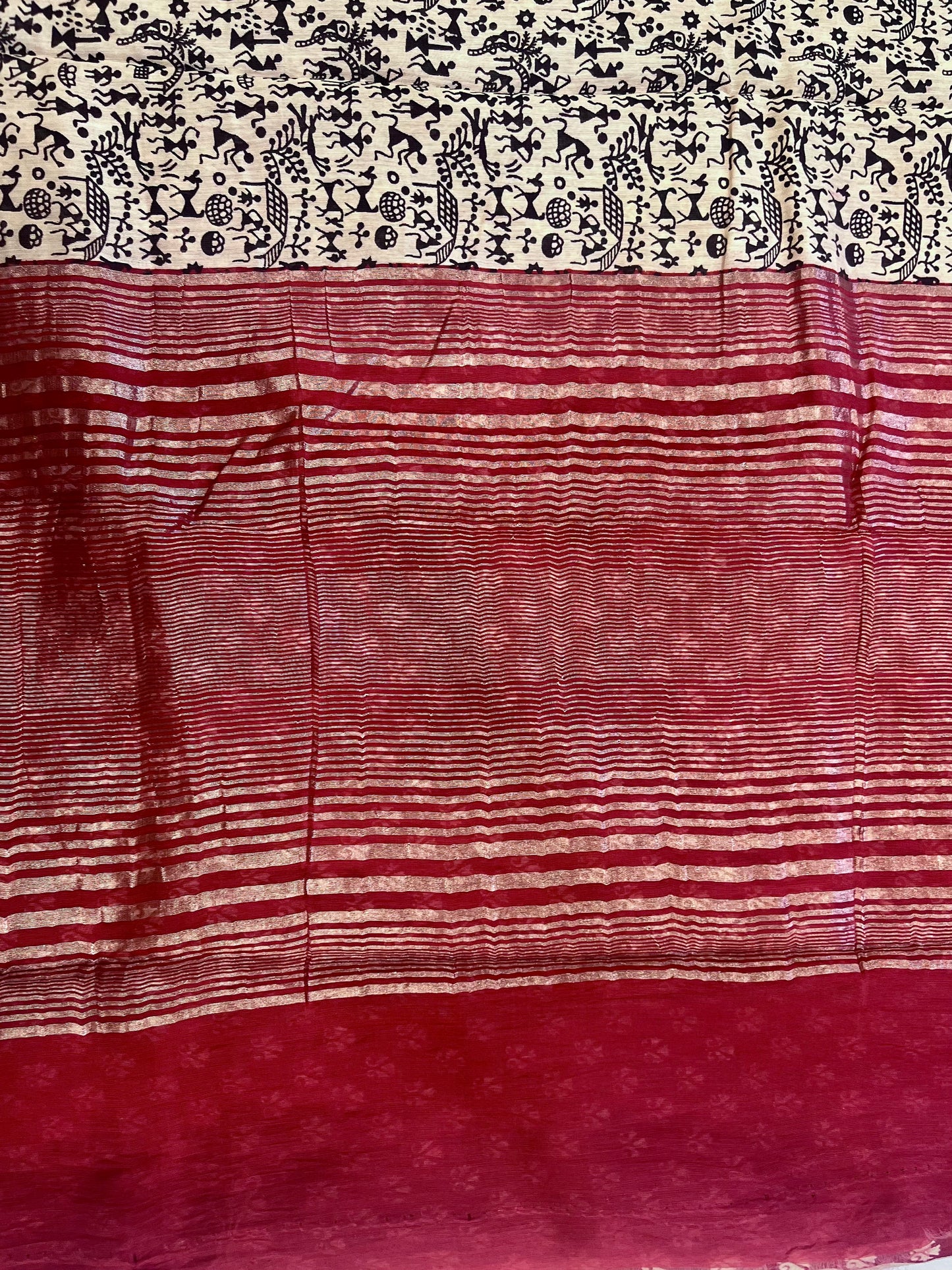 Viscose cotton saree - White