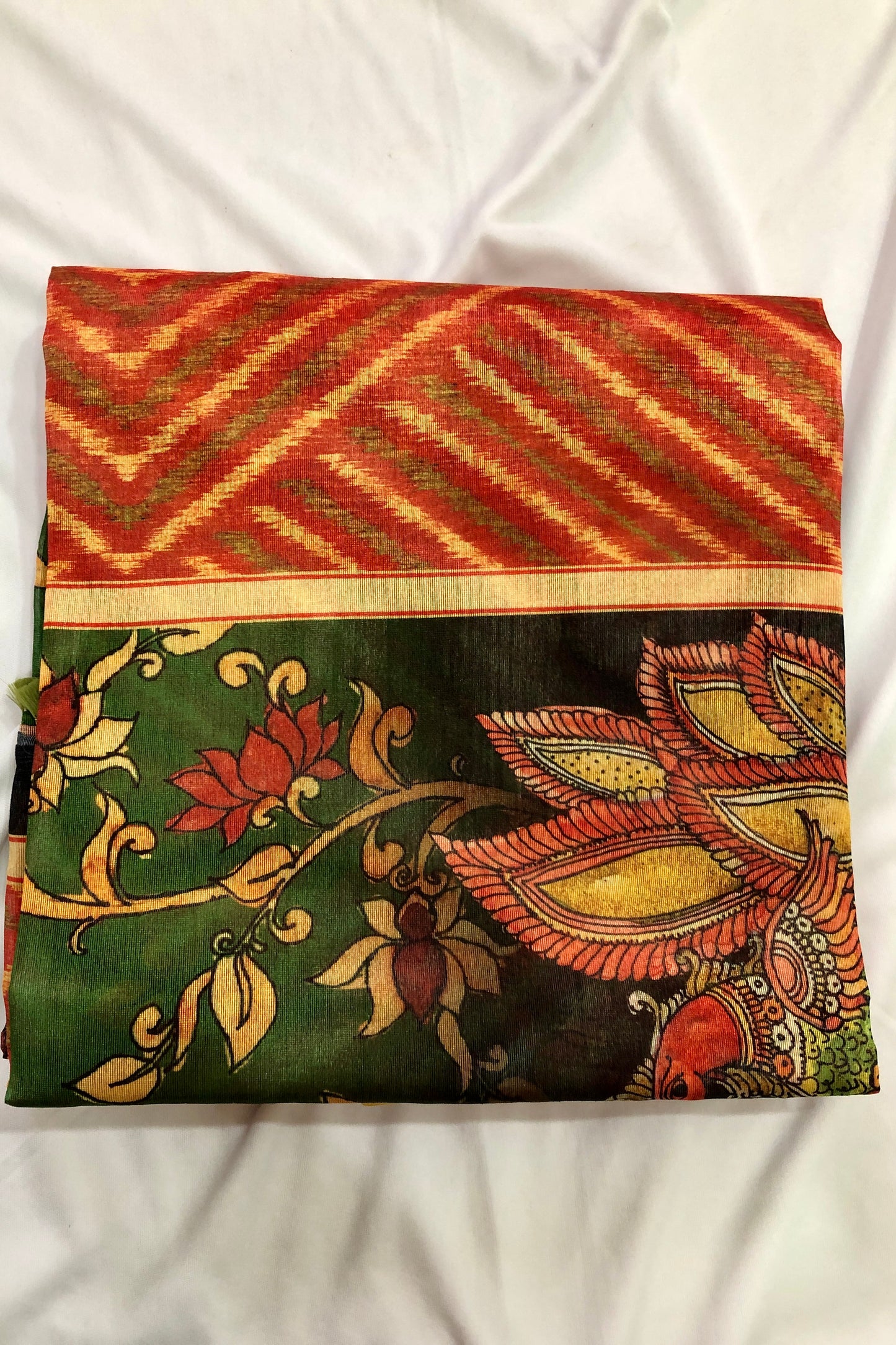 Viscose Cotton Saree - Green