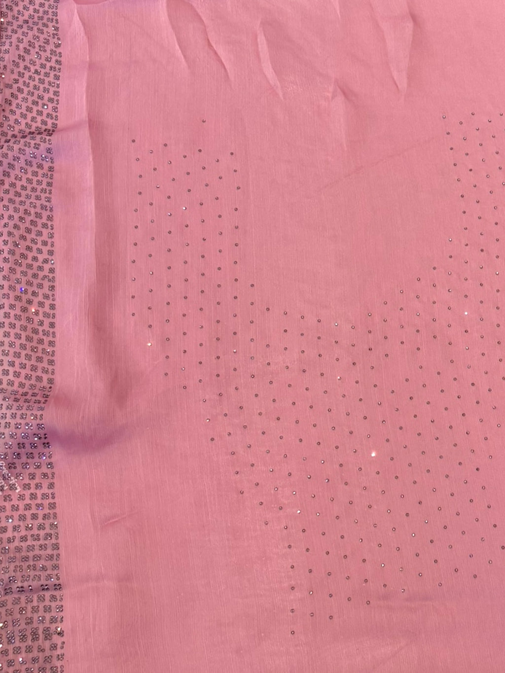 Pink swarovski satin saree