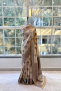 Beige soft silk printed saree