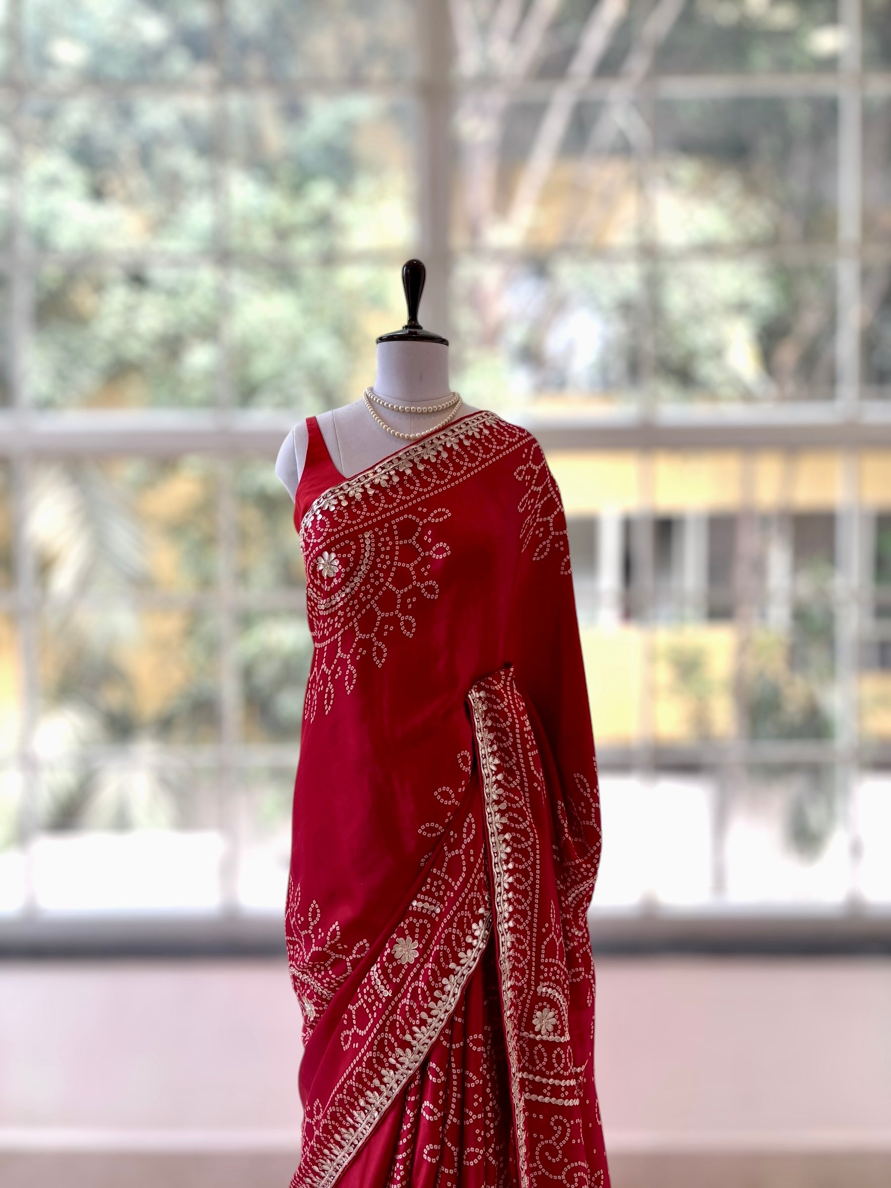 Modal silk traditional saree - Red