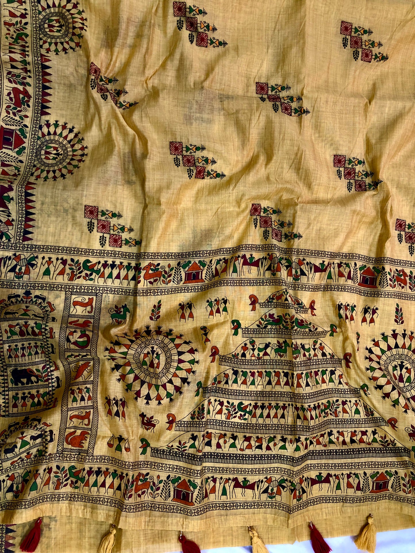 Embroidered Cotton Saree - Yellow
