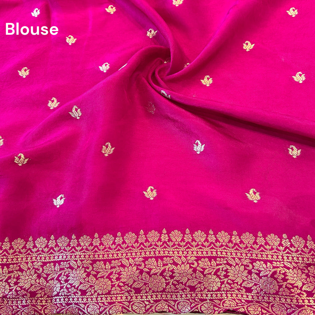 Pink pure dola silk saree