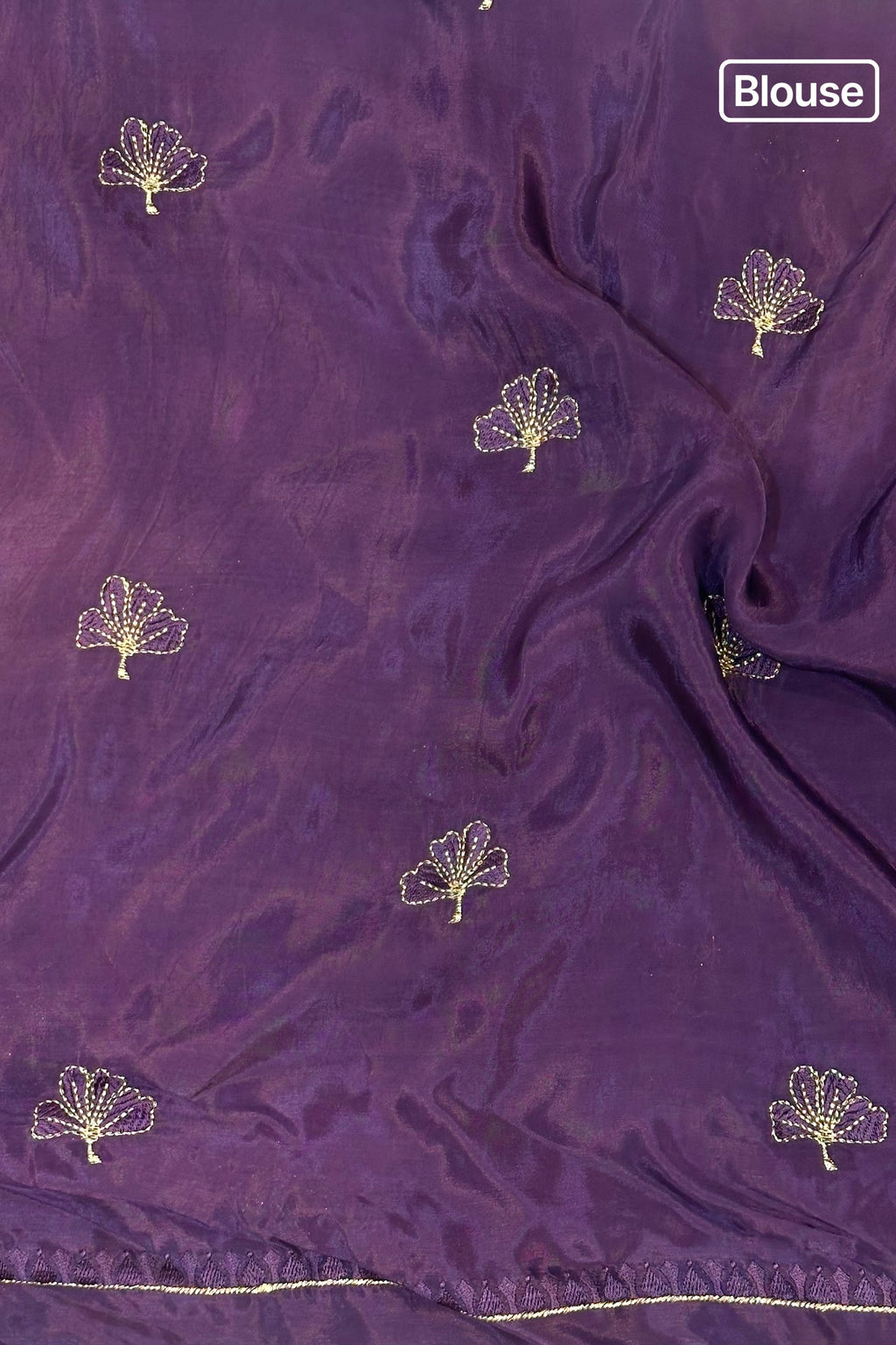 Pure organza embroidered saree - Violet
