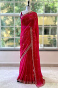 Georgette bandhani saree - Pink