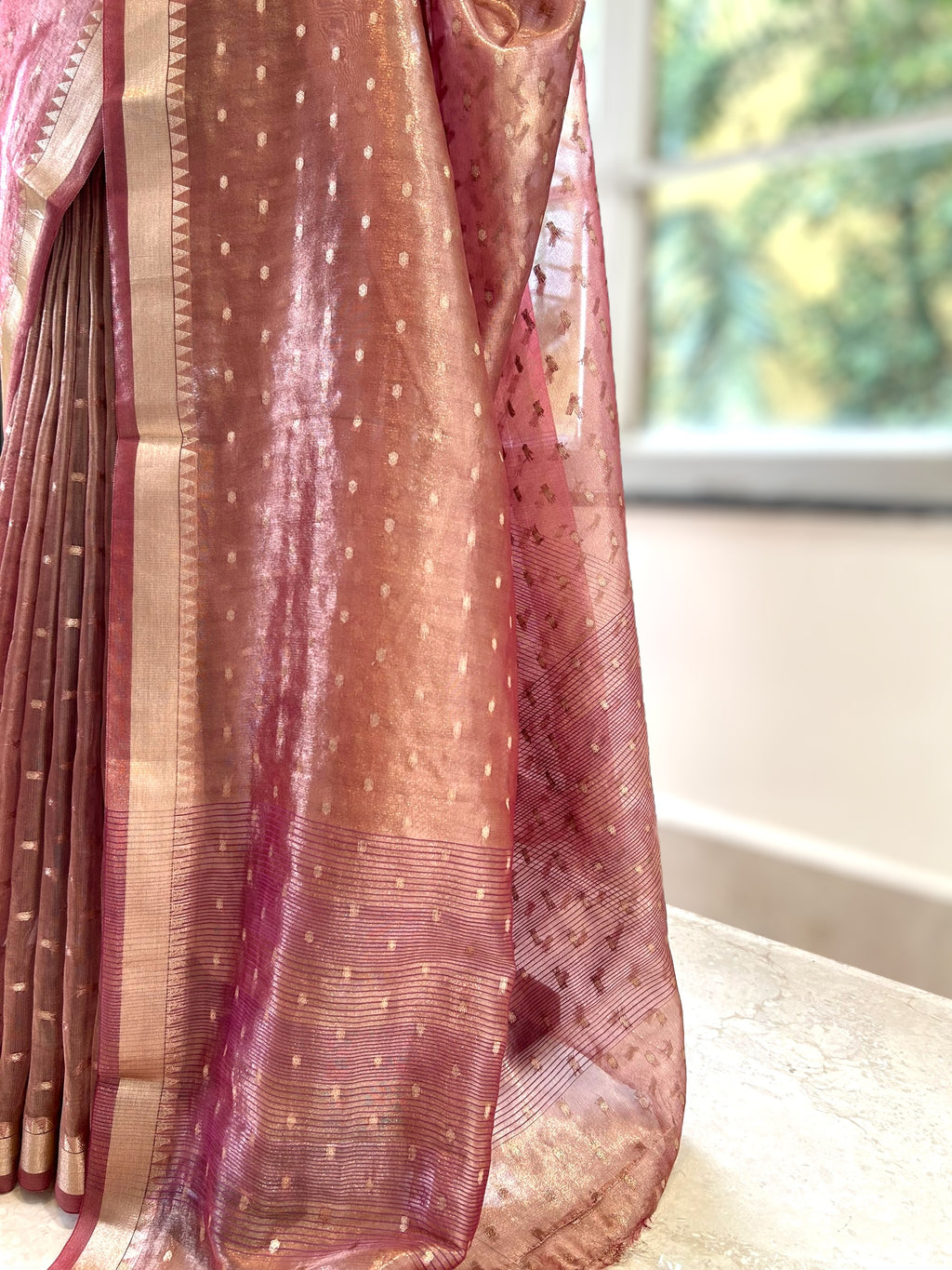 Tissue saree - Rose gold