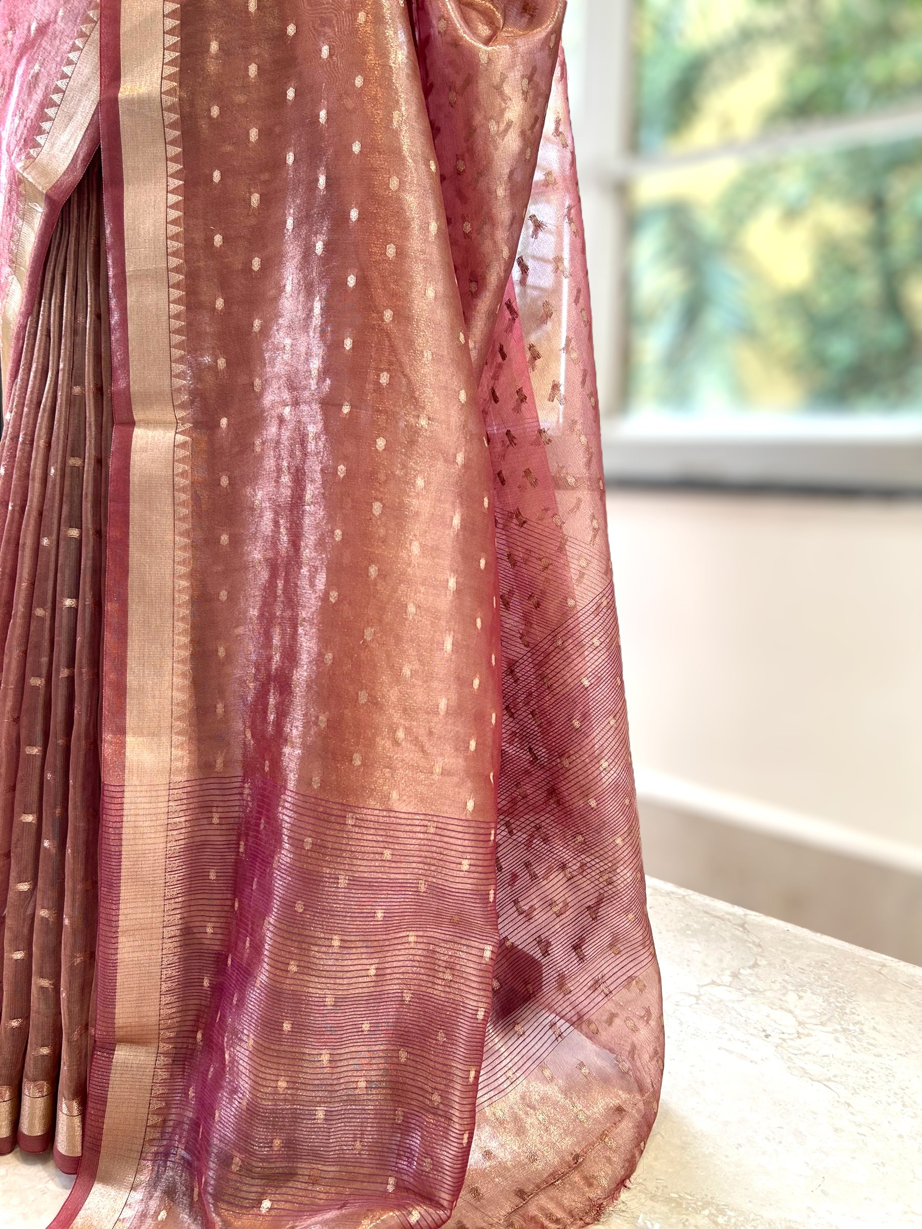 Tissue saree - Rose gold